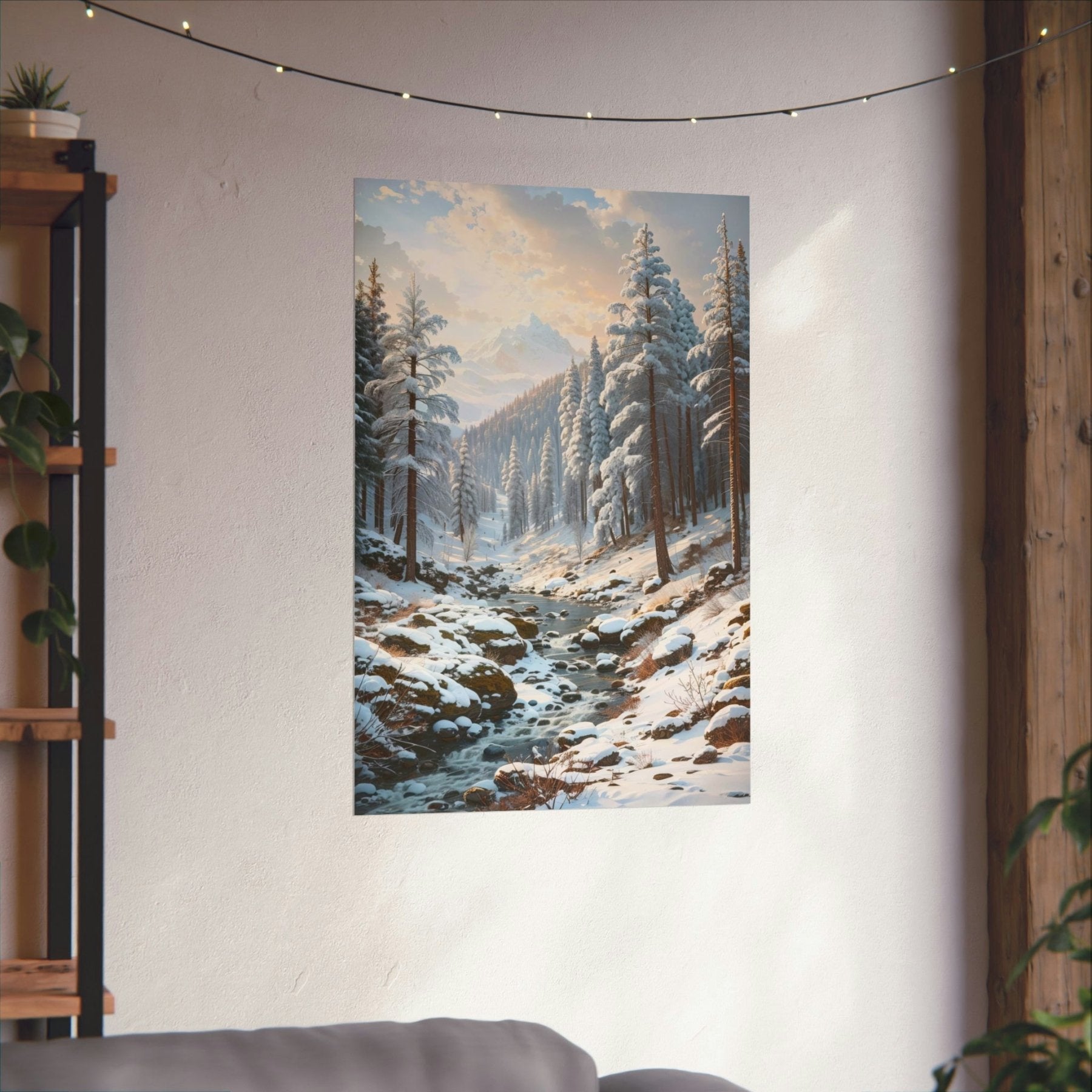 Winter Forest Landscape Poster Print, Winter Wall Art, Winter Poster, Winter Landscape Scene, Wall Art, Poster Art, Rolled Poster, Winter Home Decor, Winter Forest Stream (2) - Janlyn's Crafts