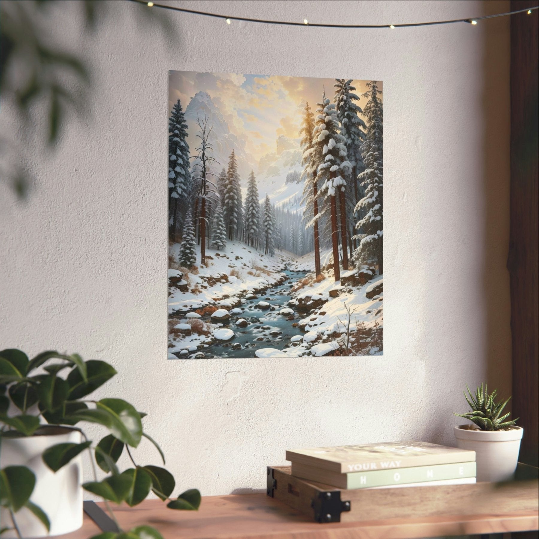 Winter Forest Landscape Poster Print, Winter Wall Art, Winter Poster, Winter Landscape Scene, Wall Art, Poster Art, Rolled Poster, Winter Home Decor, Winter Forest Stream (1) - Janlyn's Crafts