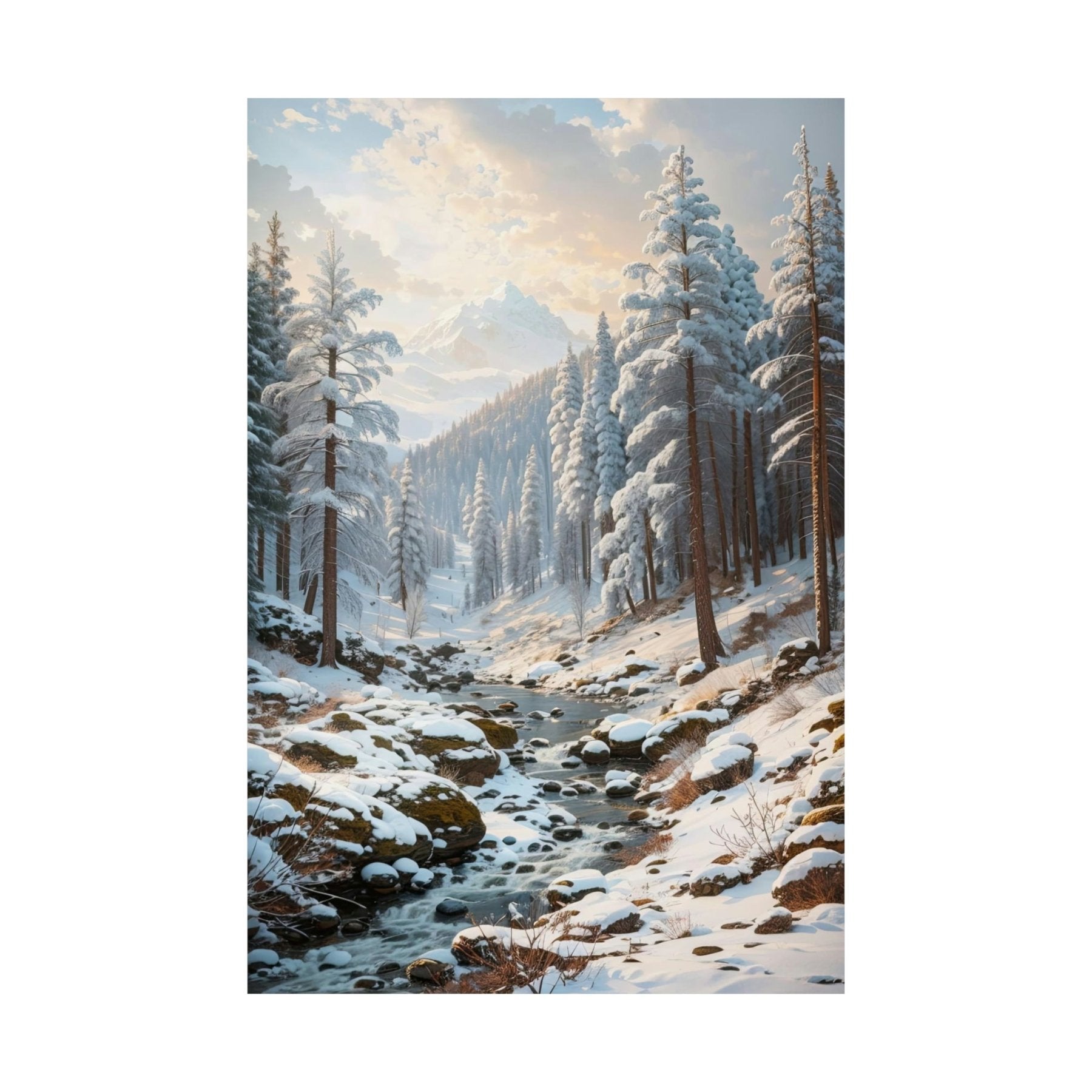 Winter Forest Landscape Poster Print, Winter Wall Art, Winter Poster, Winter Landscape Scene, Wall Art, Poster Art, Rolled Poster, Winter Home Decor, Winter Forest Stream (2) - Janlyn's Crafts