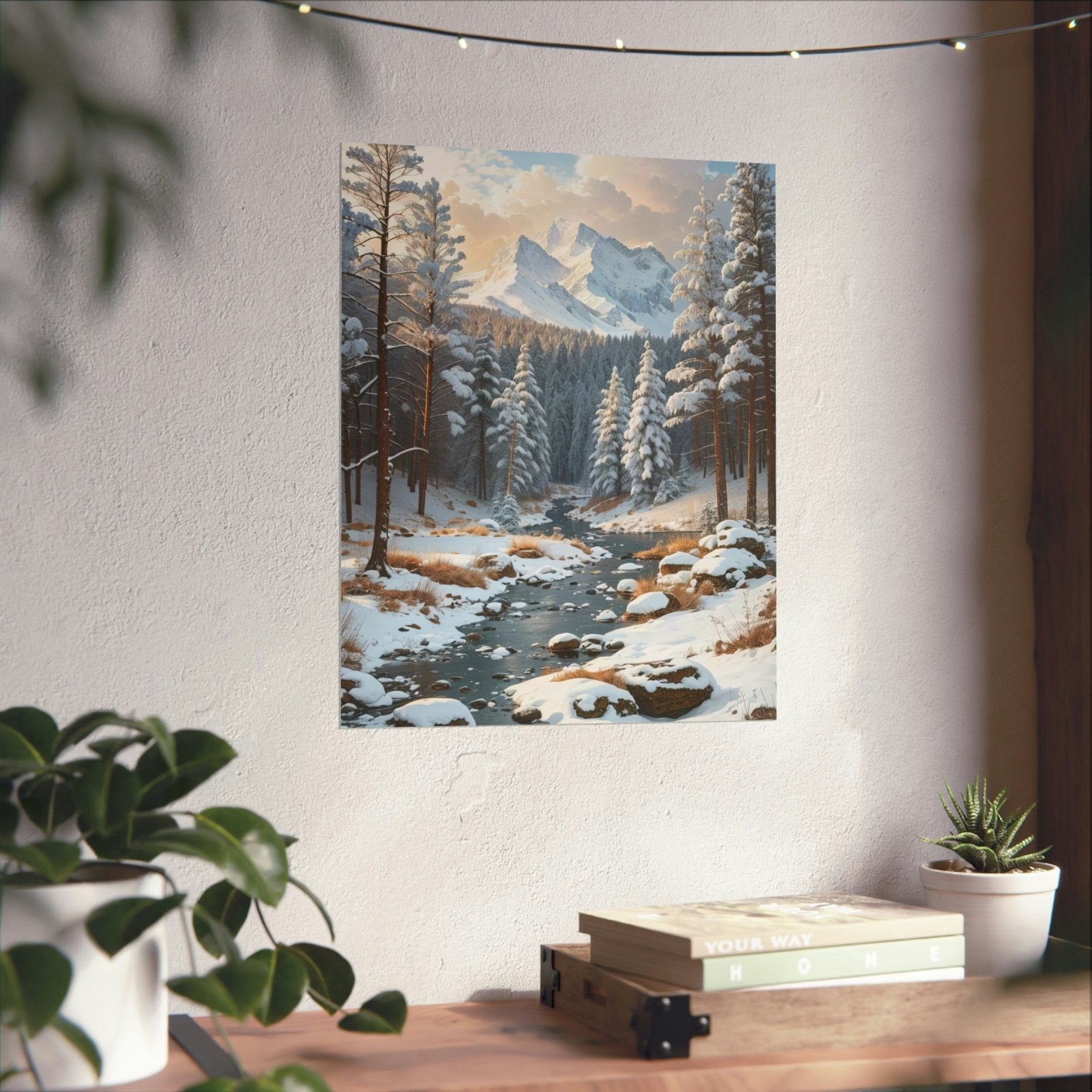 Winter Forest Landscape Poster Print, Winter Wall Art, Winter Poster, Winter Landscape Scene, Wall Art, Poster Art, Rolled Poster, Winter Home Decor, Winter Forest Stream (3) - Janlyn's Crafts