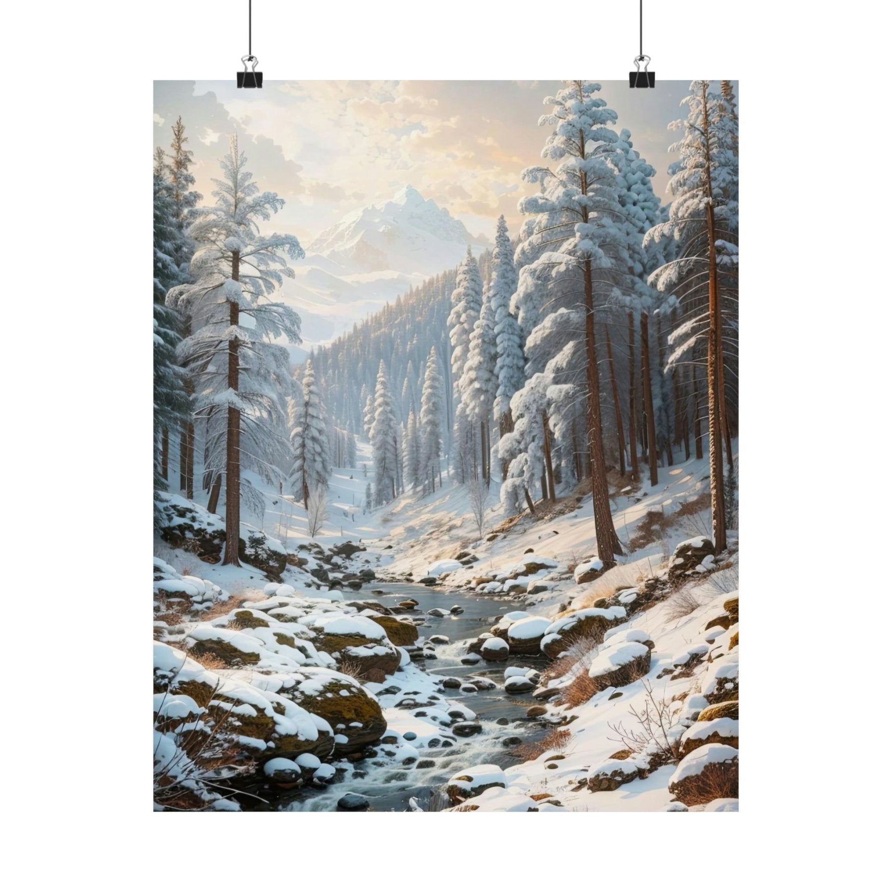 Winter Forest Landscape Poster Print, Winter Wall Art, Winter Poster, Winter Landscape Scene, Wall Art, Poster Art, Rolled Poster, Winter Home Decor, Winter Forest Stream (2) - Janlyn's Crafts