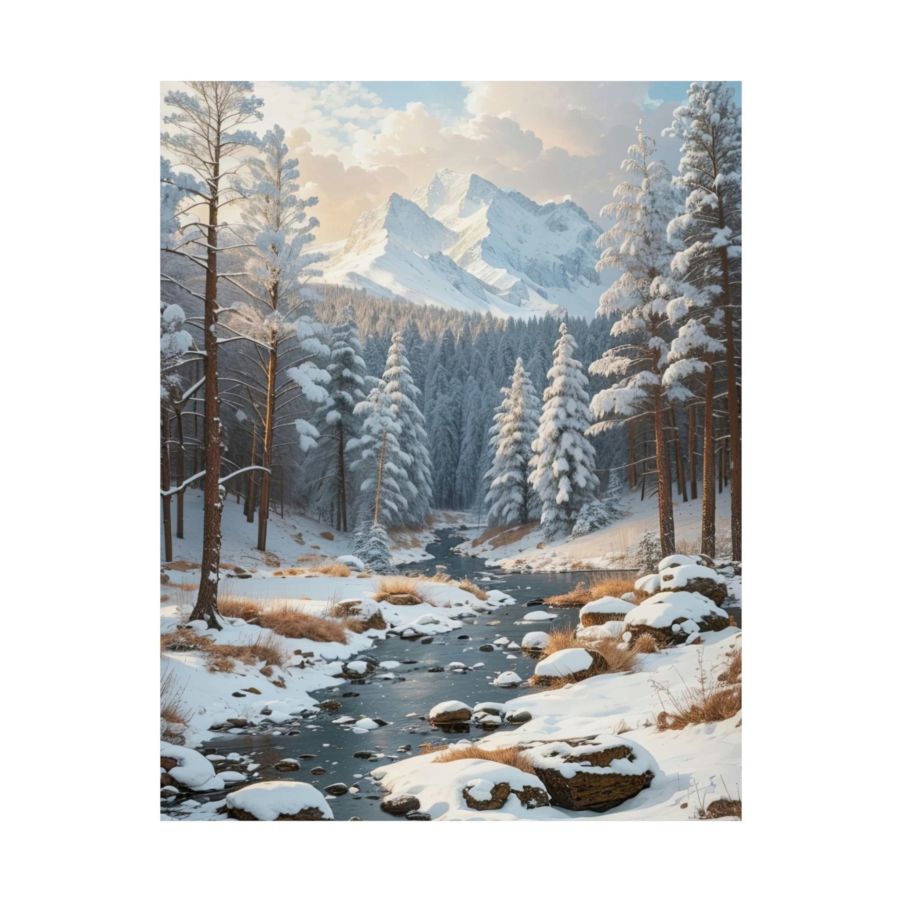 Winter Forest Landscape Poster Print, Winter Wall Art, Winter Poster, Winter Landscape Scene, Wall Art, Poster Art, Rolled Poster, Winter Home Decor, Winter Forest Stream (3) - Janlyn's Crafts