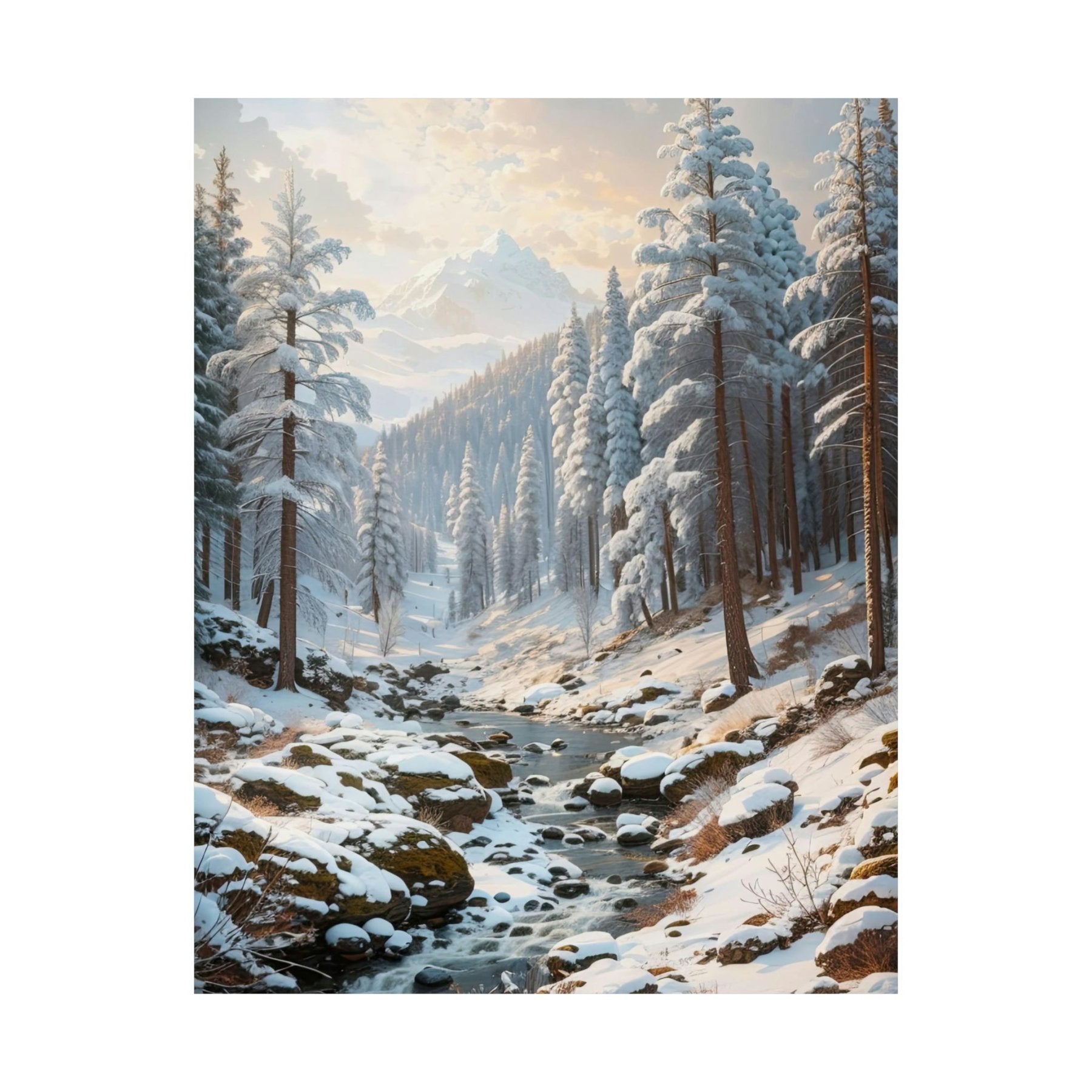 Winter Forest Landscape Poster Print, Winter Wall Art, Winter Poster, Winter Landscape Scene, Wall Art, Poster Art, Rolled Poster, Winter Home Decor, Winter Forest Stream (2) - Janlyn's Crafts