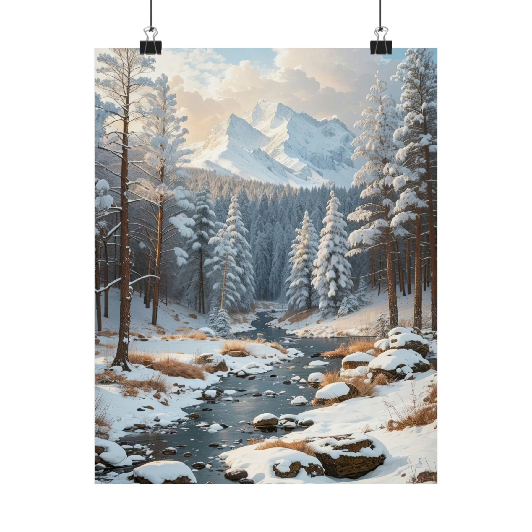 Winter Forest Landscape Poster Print, Winter Wall Art, Winter Poster, Winter Landscape Scene, Wall Art, Poster Art, Rolled Poster, Winter Home Decor, Winter Forest Stream (3) - Janlyn's Crafts