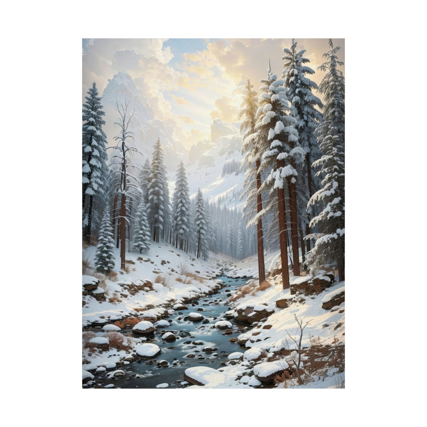 Winter Forest Landscape Poster Print, Winter Wall Art, Winter Poster, Winter Landscape Scene, Wall Art, Poster Art, Rolled Poster, Winter Home Decor, Winter Forest Stream (1) - Janlyn's Crafts