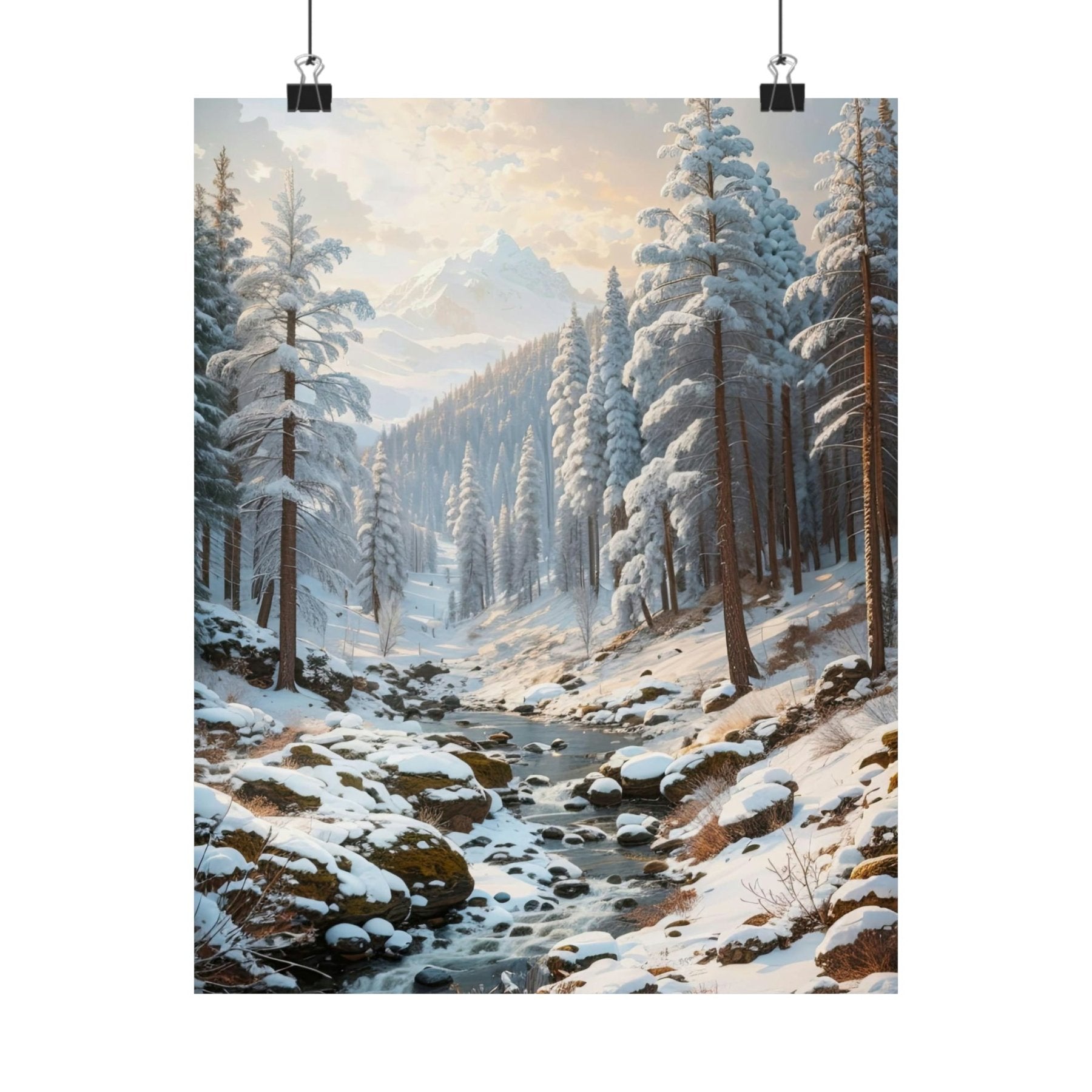 Winter Forest Landscape Poster Print, Winter Wall Art, Winter Poster, Winter Landscape Scene, Wall Art, Poster Art, Rolled Poster, Winter Home Decor, Winter Forest Stream (2) - Janlyn's Crafts