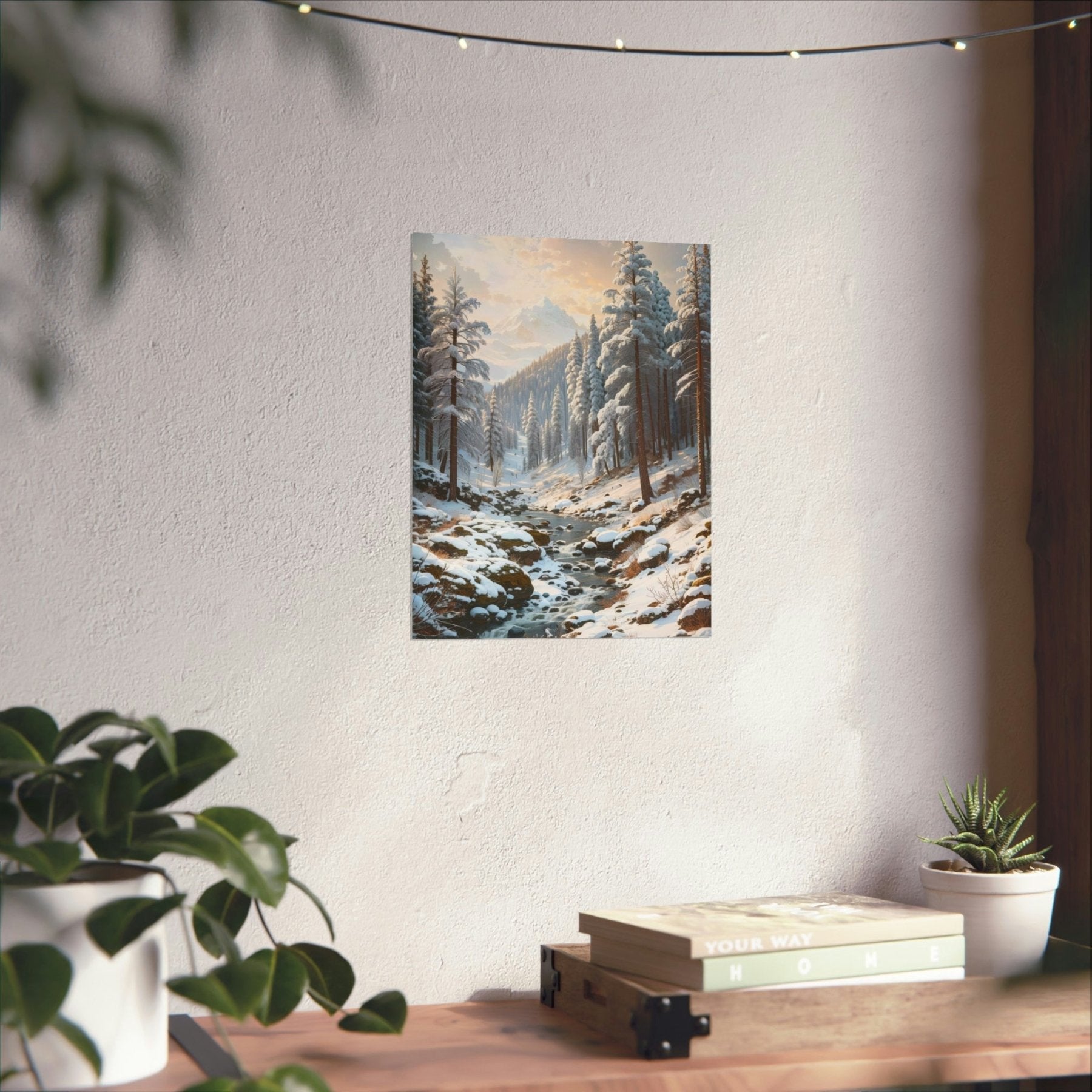 Winter Forest Landscape Poster Print, Winter Wall Art, Winter Poster, Winter Landscape Scene, Wall Art, Poster Art, Rolled Poster, Winter Home Decor, Winter Forest Stream (2) - Janlyn's Crafts