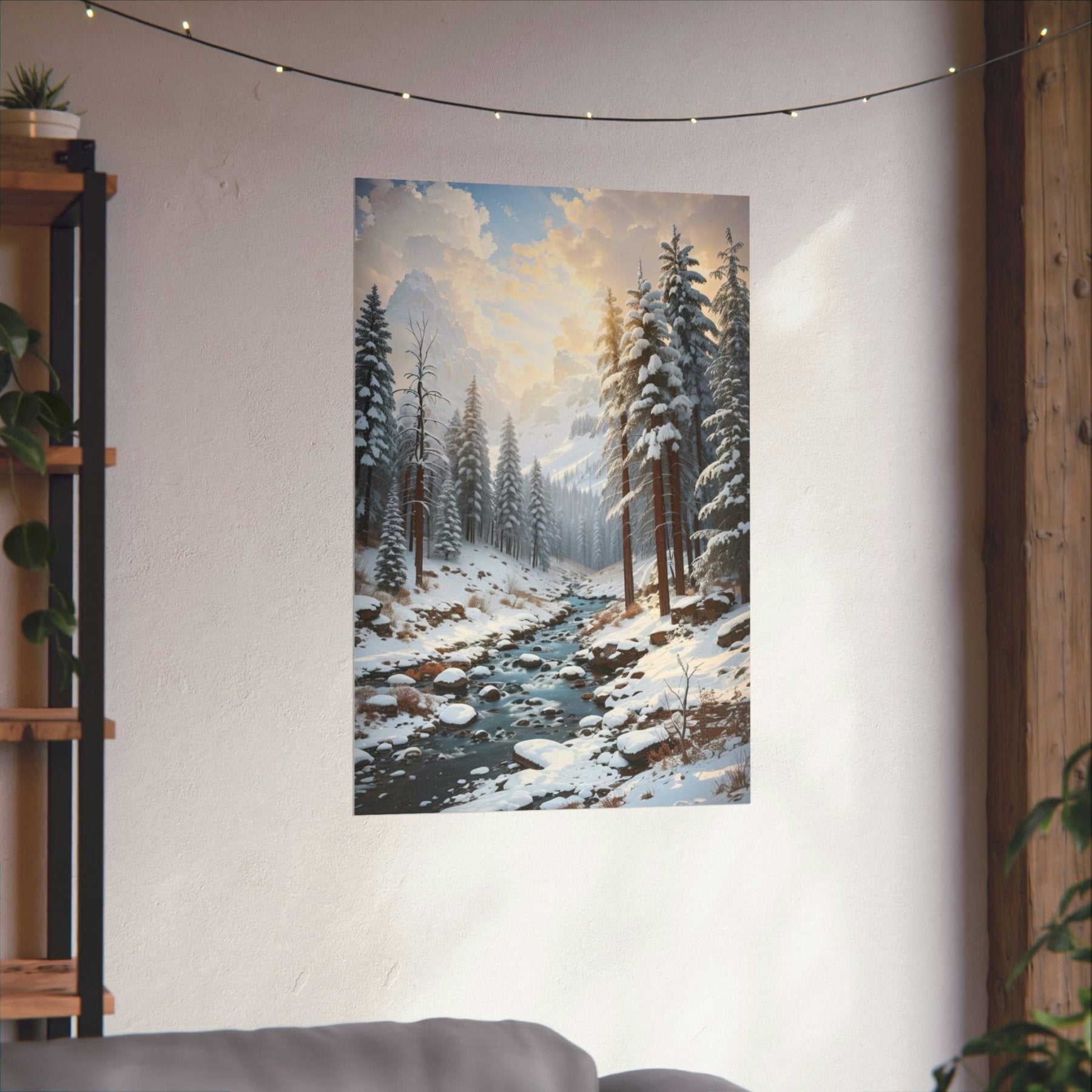 Winter Forest Landscape Poster Print, Winter Wall Art, Winter Poster, Winter Landscape Scene, Wall Art, Poster Art, Rolled Poster, Winter Home Decor, Winter Forest Stream (1) - Janlyn's Crafts