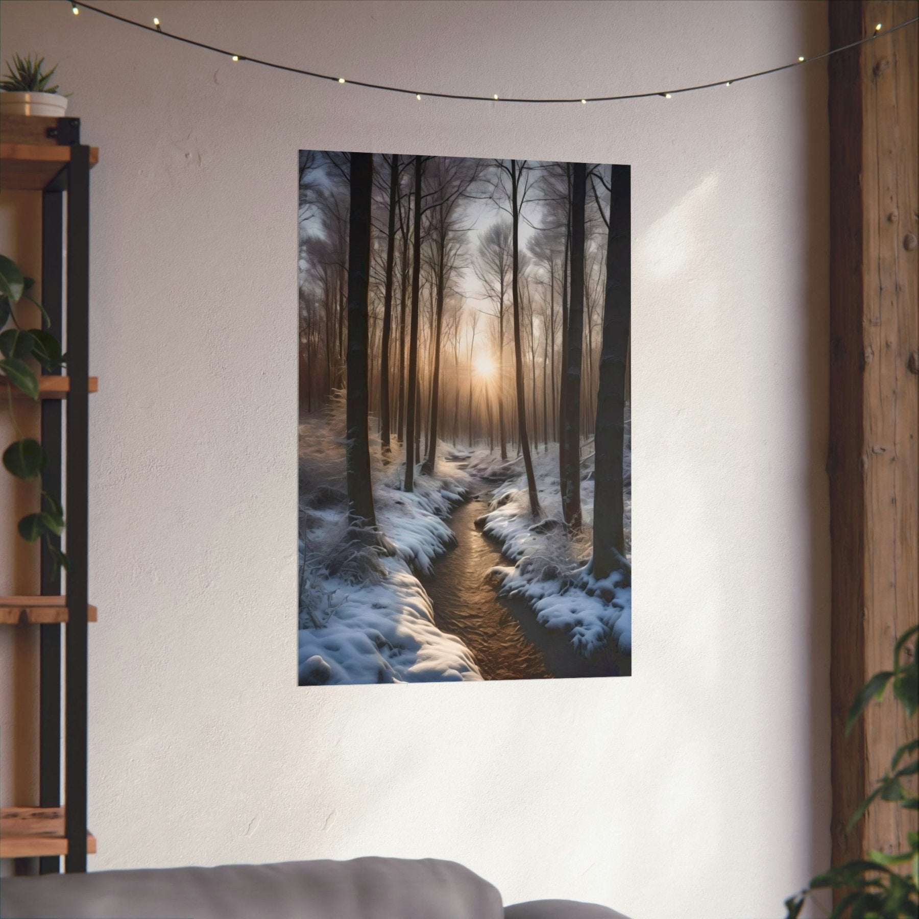 Winter Forest Landscape Poster Print, Winter Wall Art, Winter Poster, Winter Landscape Scene, Wall Art, Poster Art, Rolled Poster, Winter Home Decor, Winter Forest Stream (5) - Janlyn's Crafts