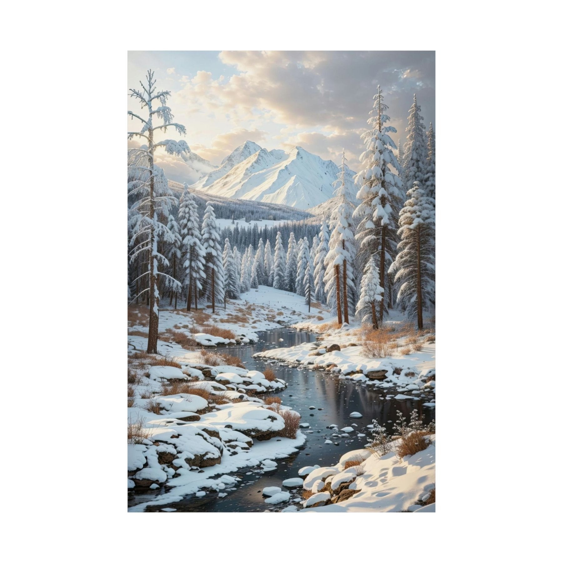 Winter Forest Landscape Poster Print, Winter Wall Art, Winter Poster, Winter Landscape Scene, Wall Art, Poster Art, Rolled Poster, Winter Home Decor, Winter Forest Stream (4) - Janlyn's Crafts