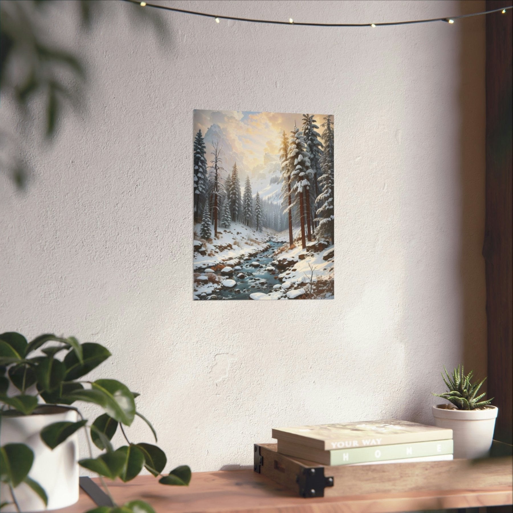 Winter Forest Landscape Poster Print, Winter Wall Art, Winter Poster, Winter Landscape Scene, Wall Art, Poster Art, Rolled Poster, Winter Home Decor, Winter Forest Stream (1) - Janlyn's Crafts