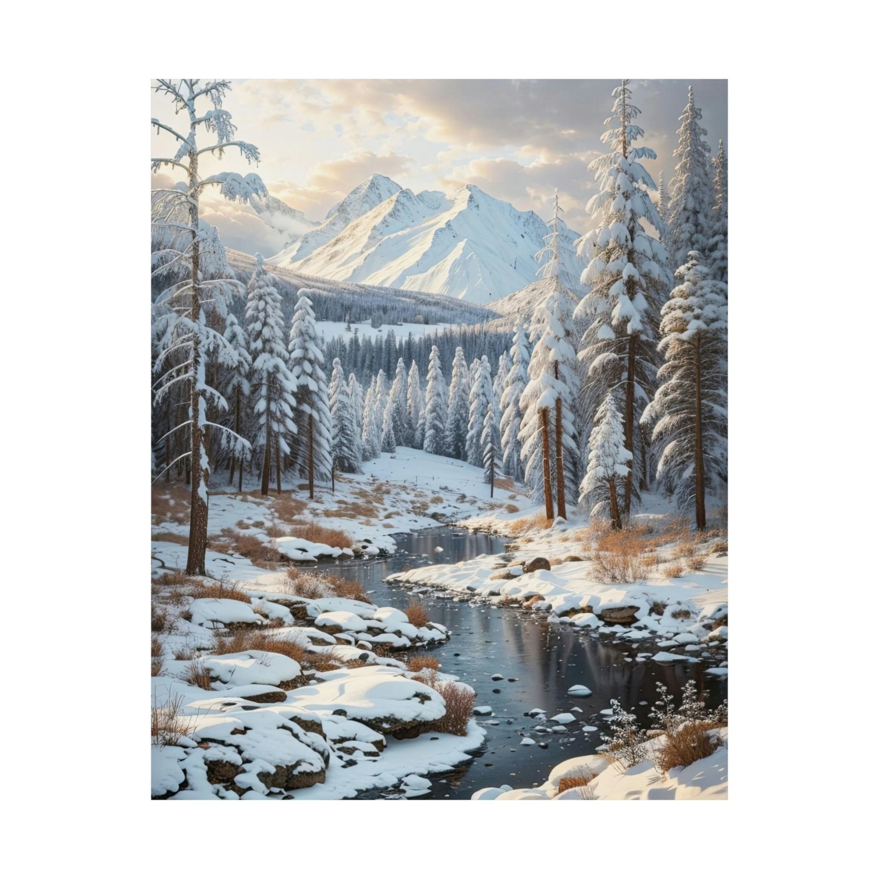Winter Forest Landscape Poster Print, Winter Wall Art, Winter Poster, Winter Landscape Scene, Wall Art, Poster Art, Rolled Poster, Winter Home Decor, Winter Forest Stream (4) - Janlyn's Crafts
