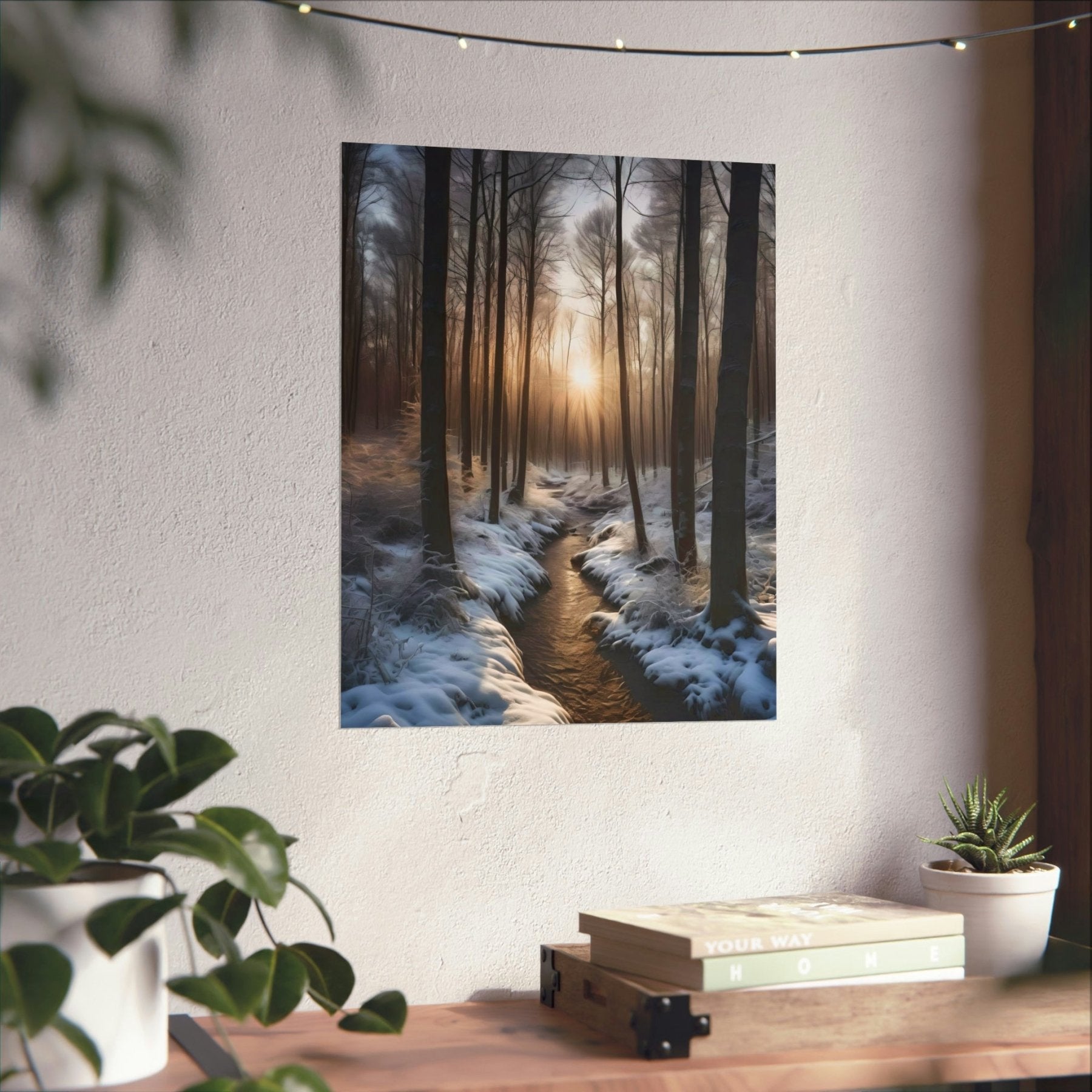 Winter Forest Landscape Poster Print, Winter Wall Art, Winter Poster, Winter Landscape Scene, Wall Art, Poster Art, Rolled Poster, Winter Home Decor, Winter Forest Stream (5) - Janlyn's Crafts