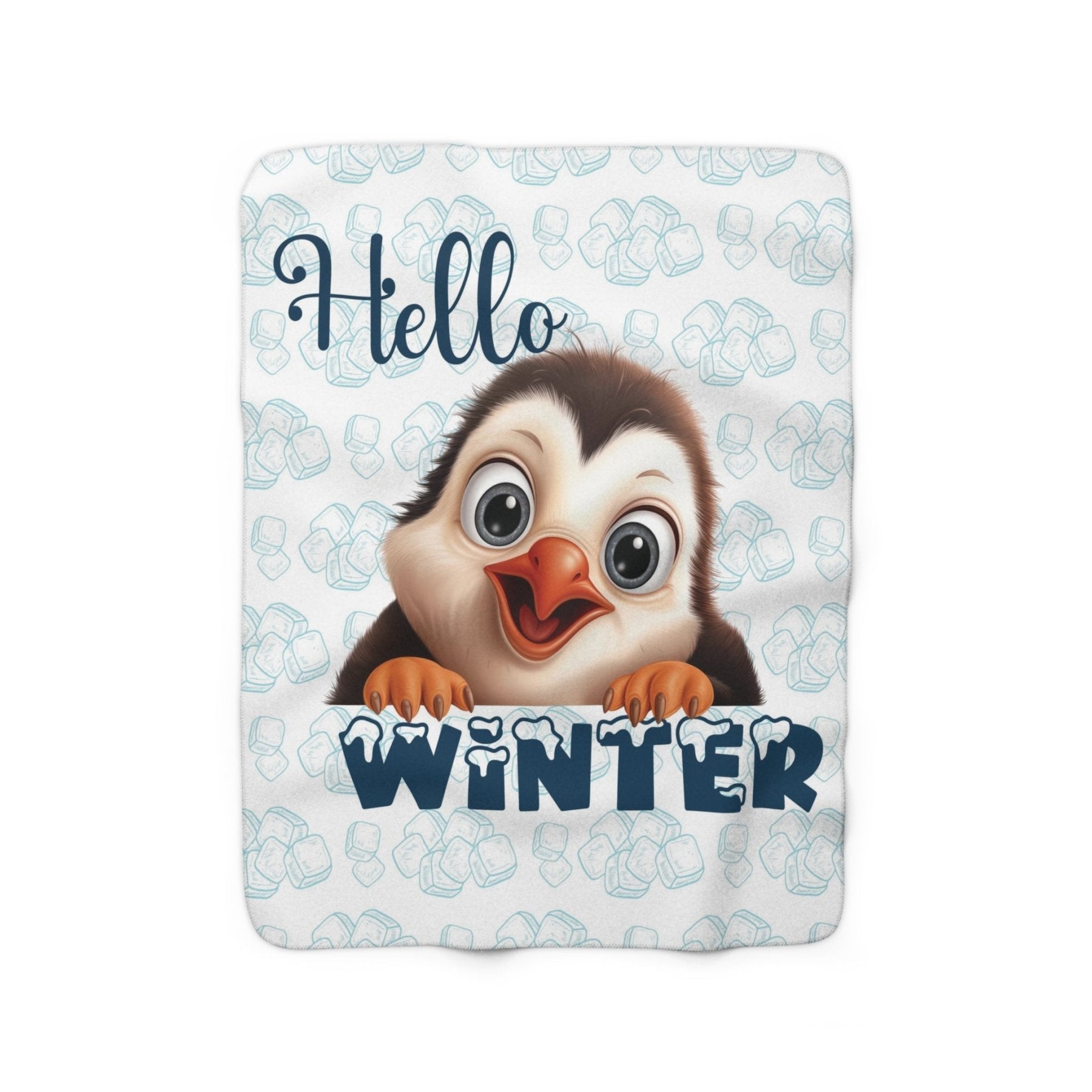 Winter Sherpa Fleece Blanket, Winter Fleece Blanket, Ice, Cozy, Soft Plush Throw, Winter Throw, Winter Decor, Hello Winter, Penguin - Janlyn's Crafts