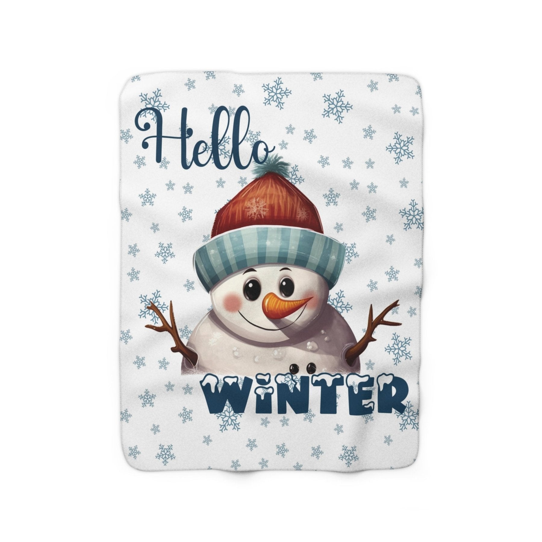 Winter Sherpa Fleece Blanket, Winter Fleece Blanket, Snow, Snowflakes, Cozy, Soft Plush Throw, Winter Throw, Winter Decor, Hello Winter, Snowman 4 - Janlyn's Crafts