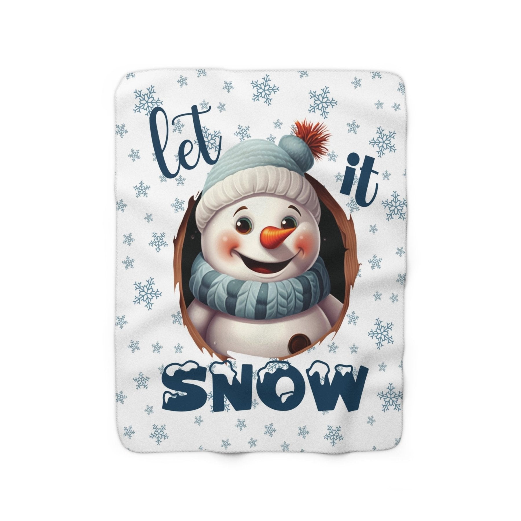 Winter Sherpa Fleece Blanket, Winter Fleece Blanket, Snow, Snowflakes, Cozy, Soft Plush Throw, Winter Throw, Winter Decor, Let it Snow, Snowman 1 - Janlyn's Crafts