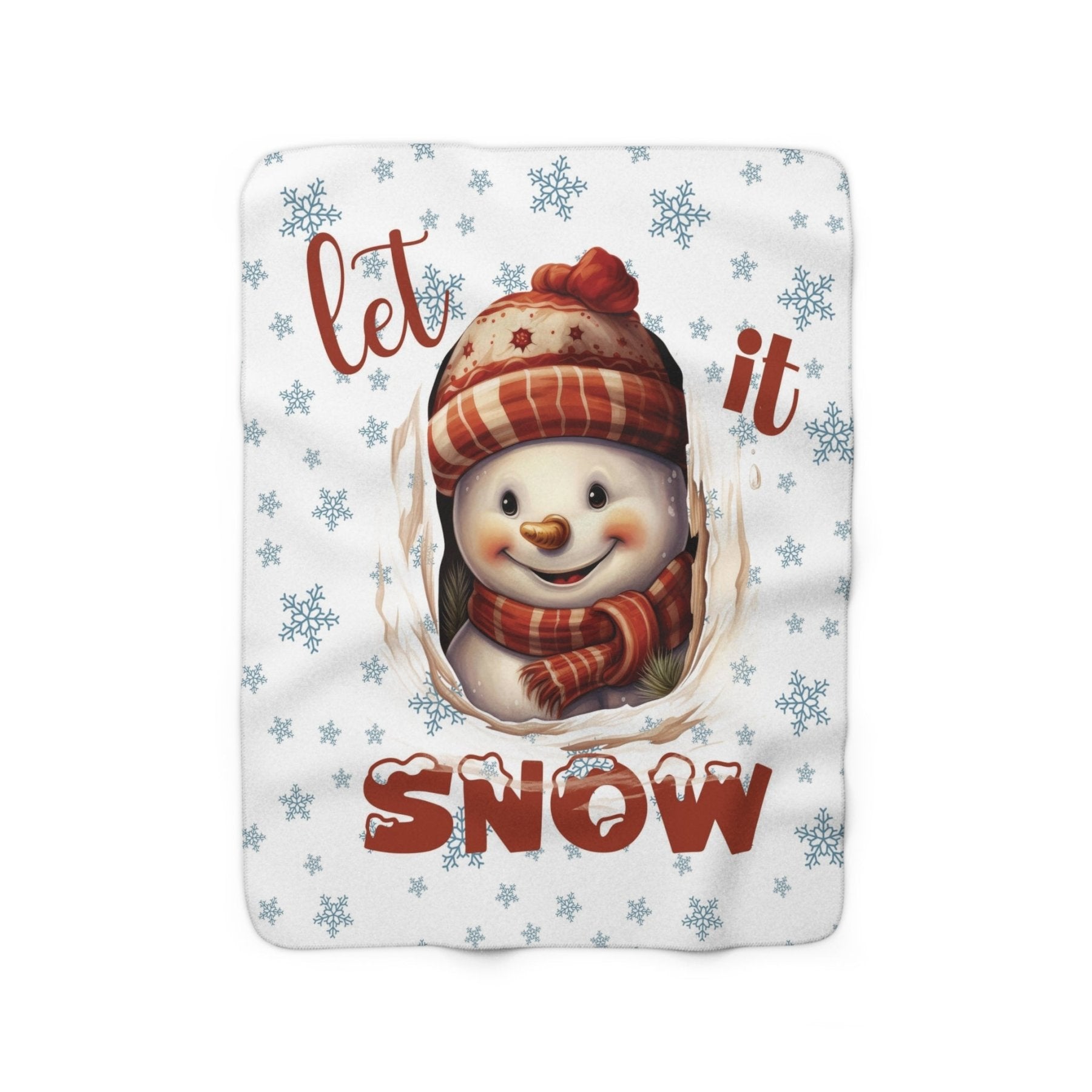 Winter Sherpa Fleece Blanket, Winter Fleece Blanket, Snow, Snowflakes, Cozy, Soft Plush Throw, Winter Throw, Winter Decor, Let it Snow, Snowman 3 - Janlyn's Crafts