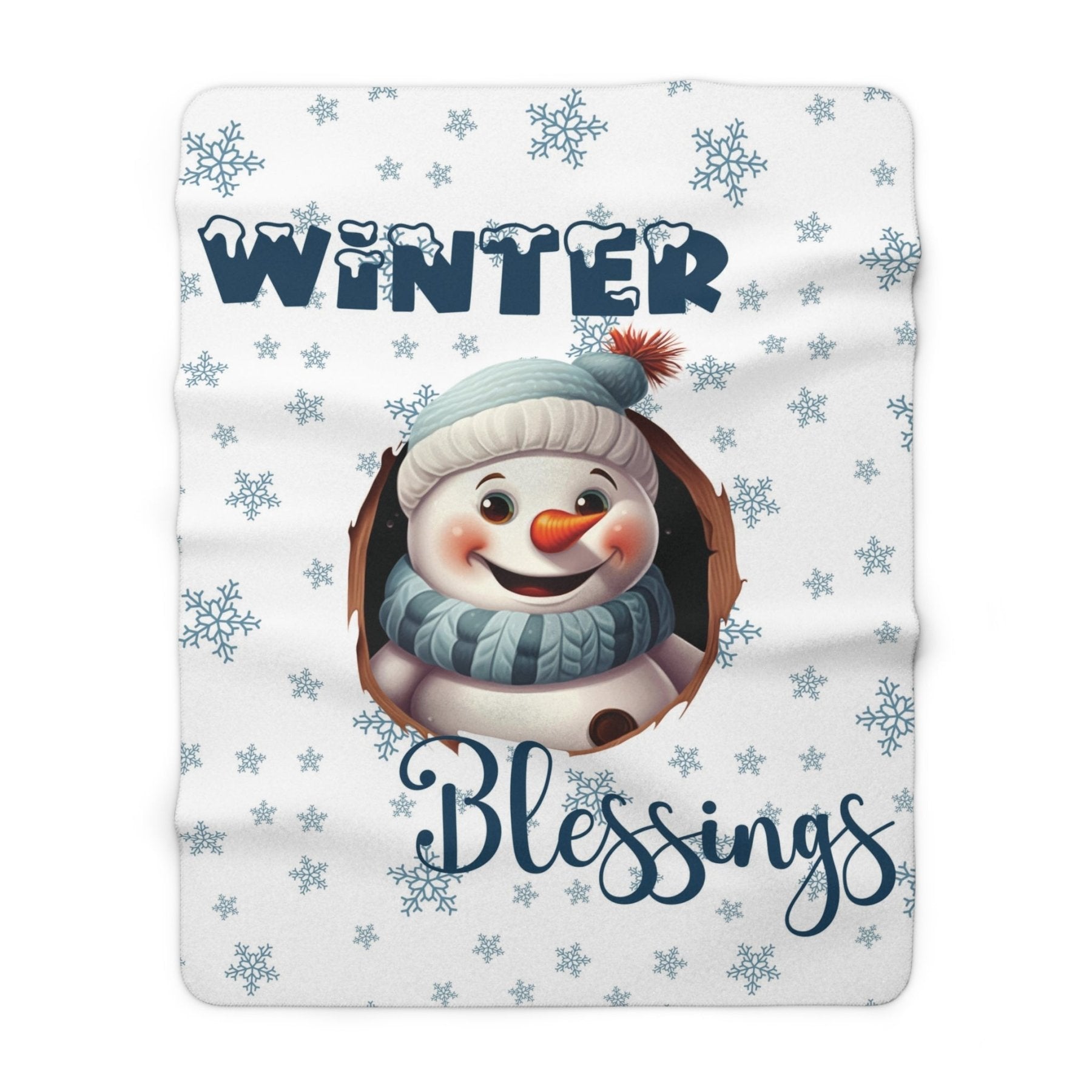 Winter Sherpa Fleece Blanket, Winter Fleece Blanket, Snow, Snowflakes, Cozy, Soft Plush Throw, Winter Throw, Winter Decor, Winter Blessings, Snowman 1 - Janlyn's Crafts