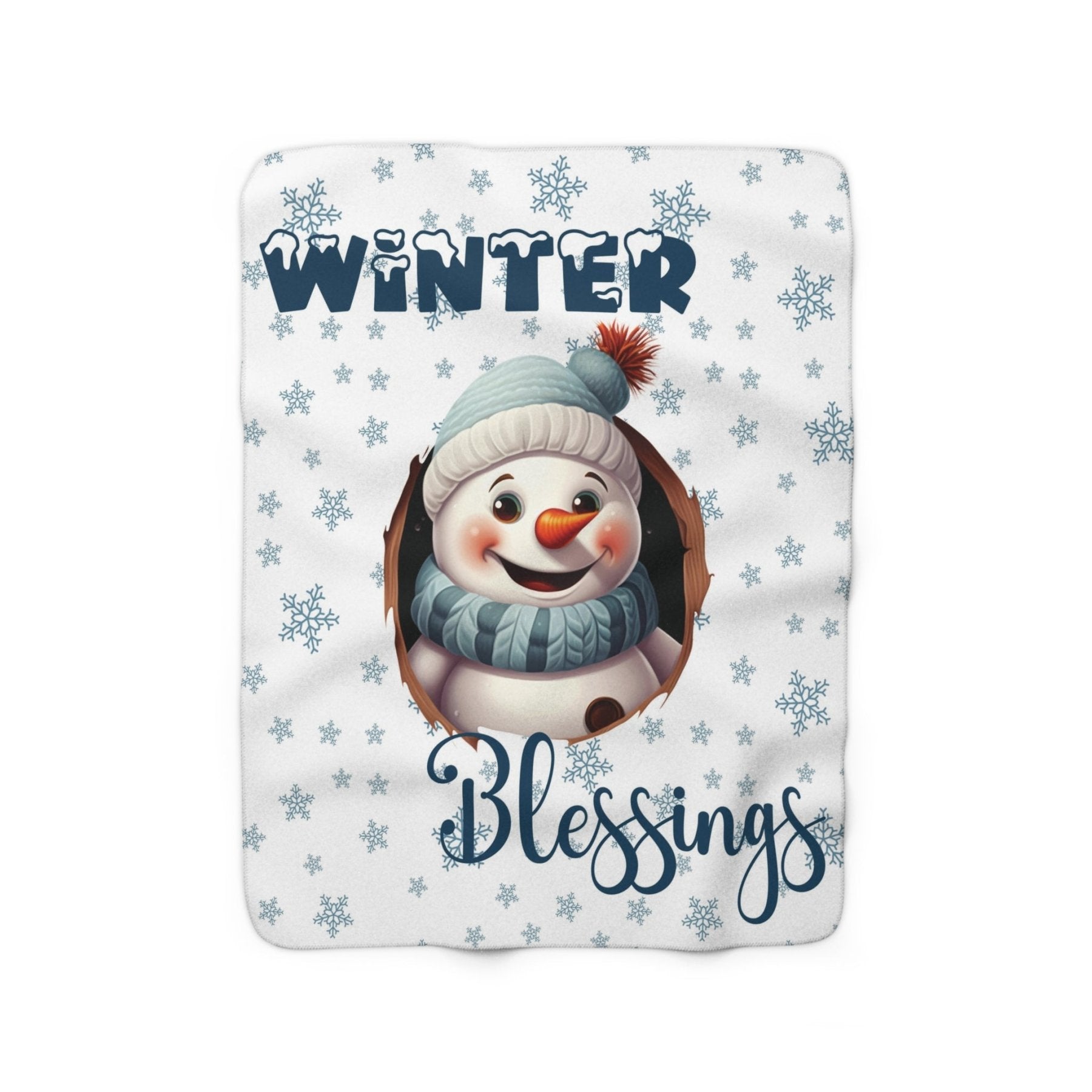 Winter Sherpa Fleece Blanket, Winter Fleece Blanket, Snow, Snowflakes, Cozy, Soft Plush Throw, Winter Throw, Winter Decor, Winter Blessings, Snowman 1 - Janlyn's Crafts