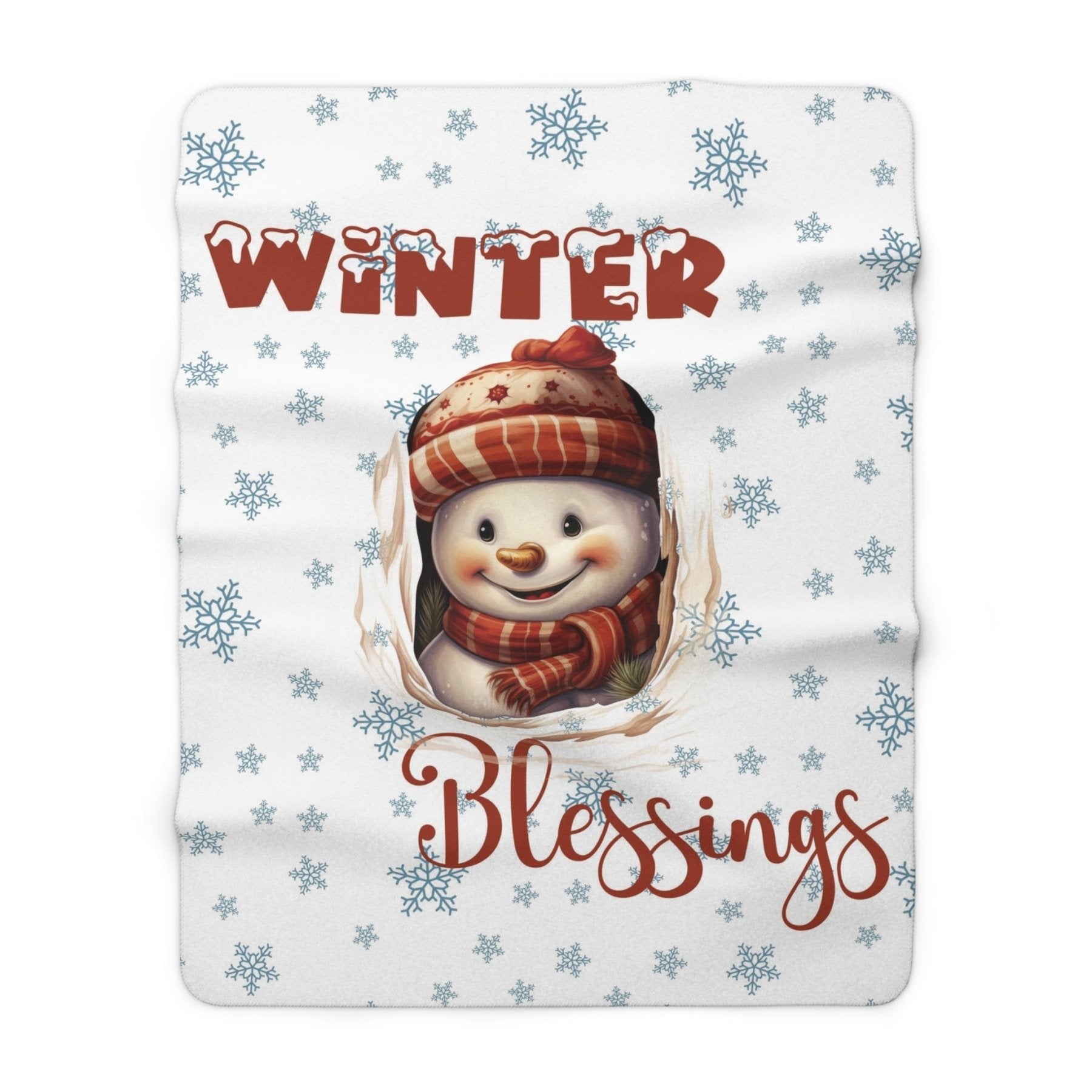 Winter Sherpa Fleece Blanket, Winter Fleece Blanket, Snow, Snowflakes, Cozy, Soft Plush Throw, Winter Throw, Winter Decor, Winter Blessings, Snowman 3 - Janlyn's Crafts