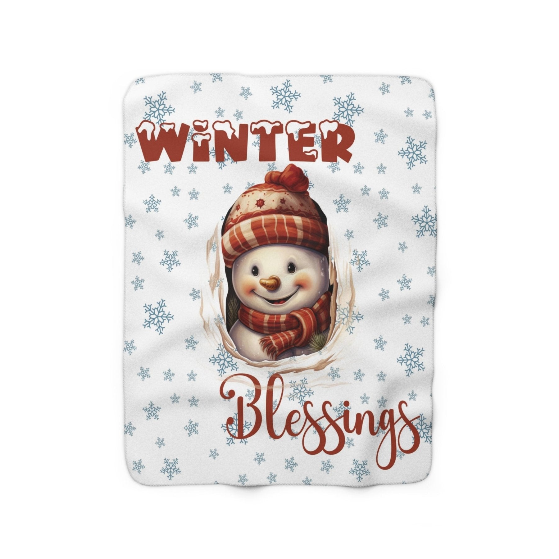 Winter Sherpa Fleece Blanket, Winter Fleece Blanket, Snow, Snowflakes, Cozy, Soft Plush Throw, Winter Throw, Winter Decor, Winter Blessings, Snowman 3 - Janlyn's Crafts