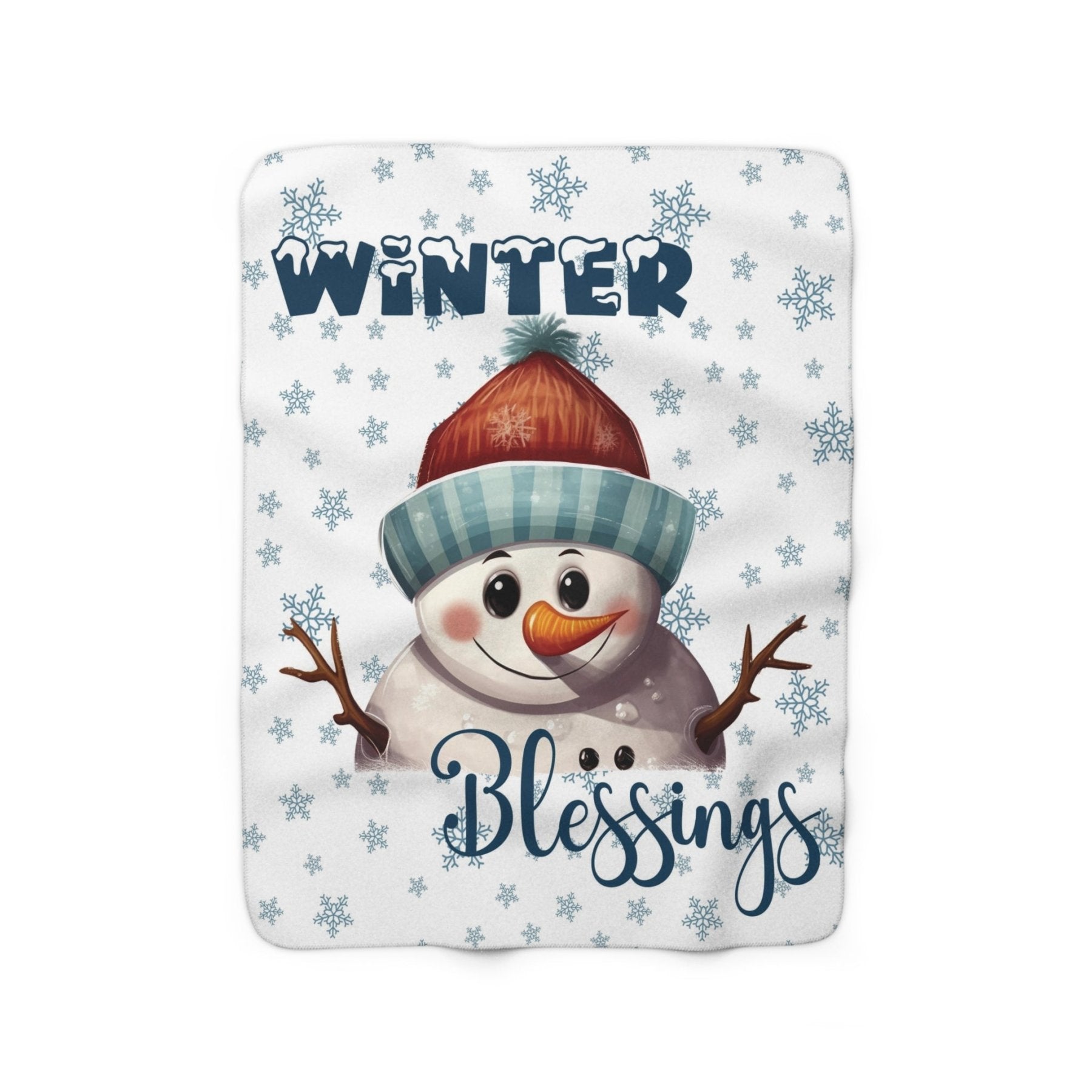 Winter Sherpa Fleece Blanket, Winter Fleece Blanket, Snow, Snowflakes, Cozy, Soft Plush Throw, Winter Throw, Winter Decor, Winter Blessings, Snowman 4 - Janlyn's Crafts