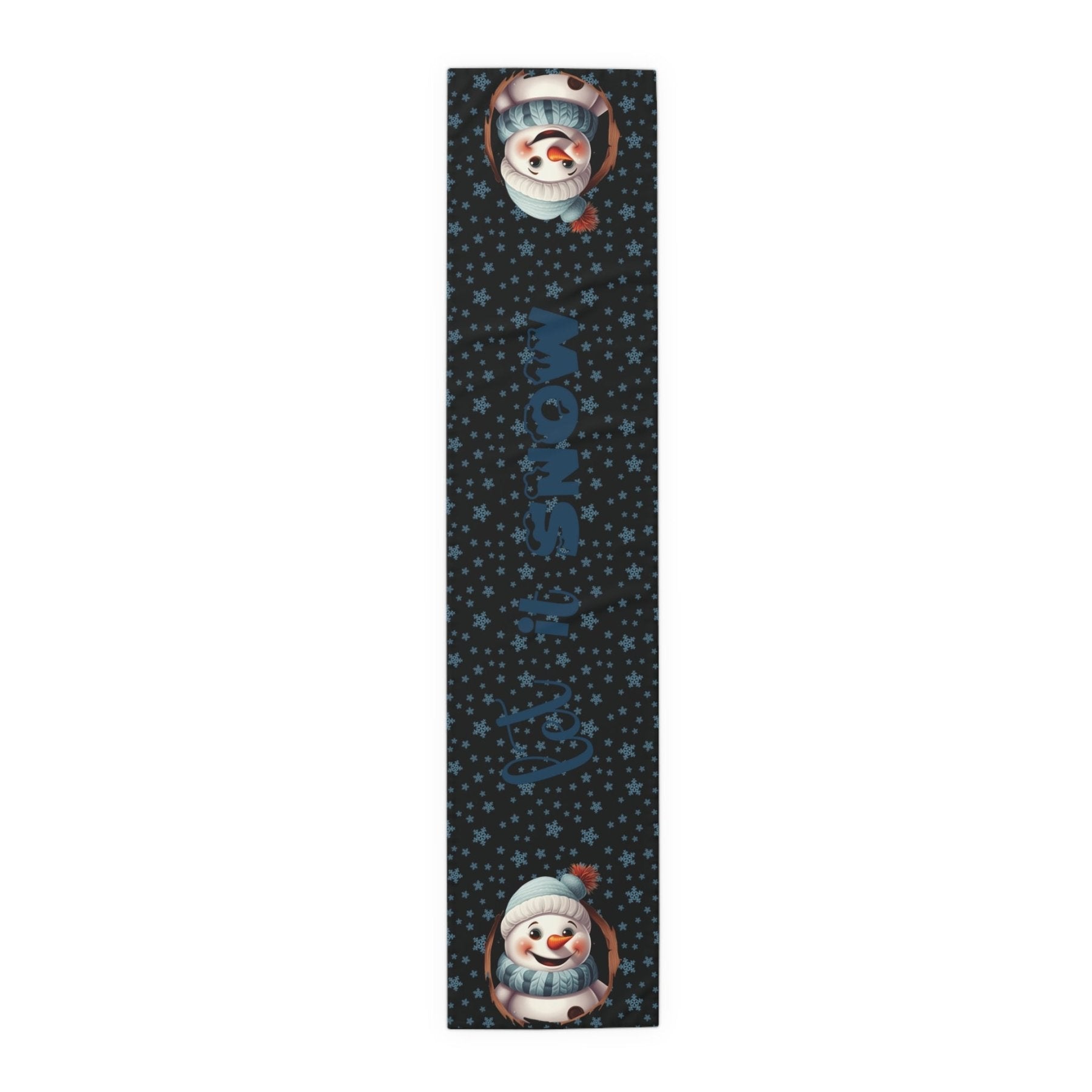 Winter Theme Table Runner, Winter Table Runner, Snow, Snowflakes, Winter Runner, Winter Decor, Let it Snow, Snowman 1, Black - Janlyn's Crafts