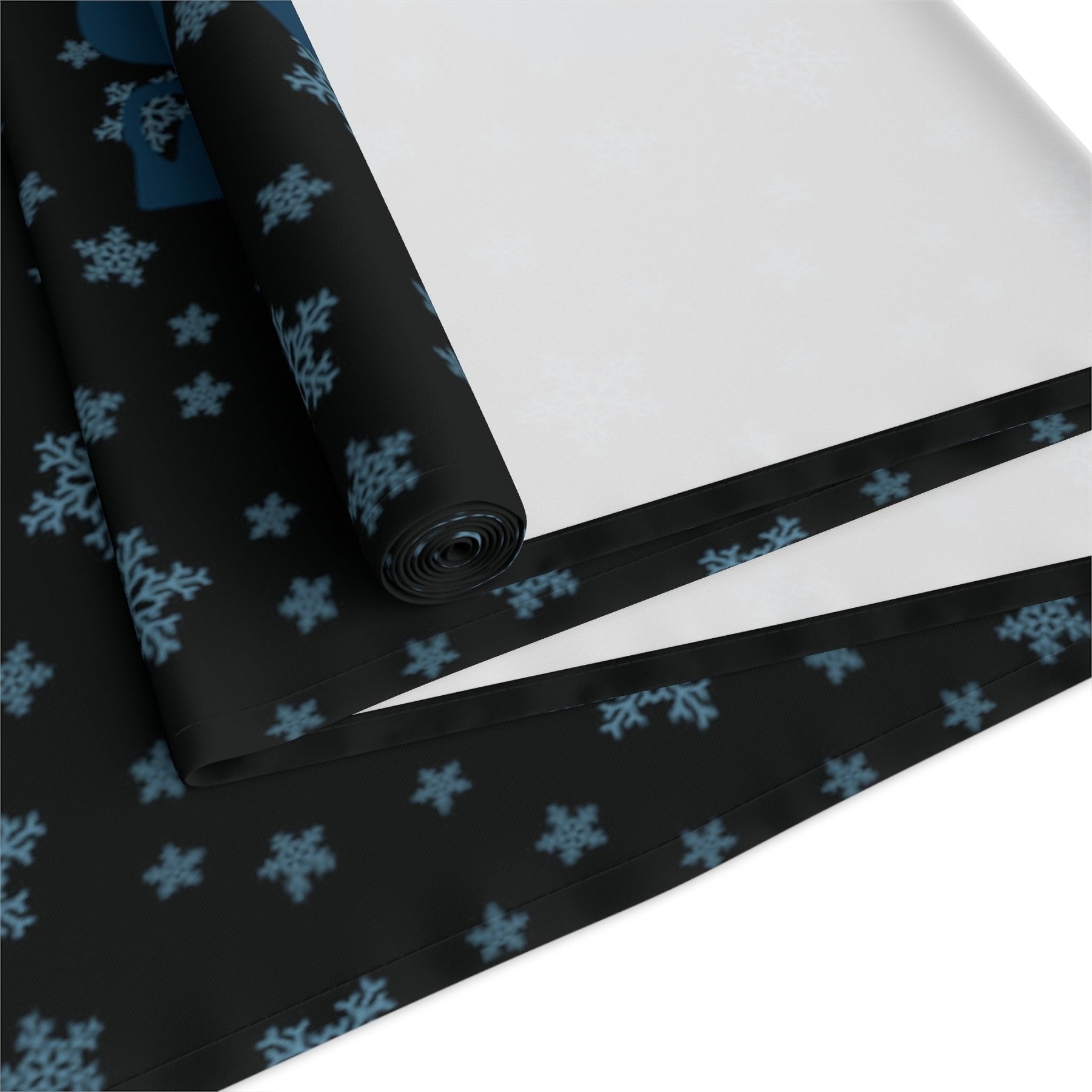 Winter Theme Table Runner, Winter Table Runner, Snow, Snowflakes, Winter Runner, Winter Decor, Let it Snow, Snowman 4, Black - Janlyn's Crafts