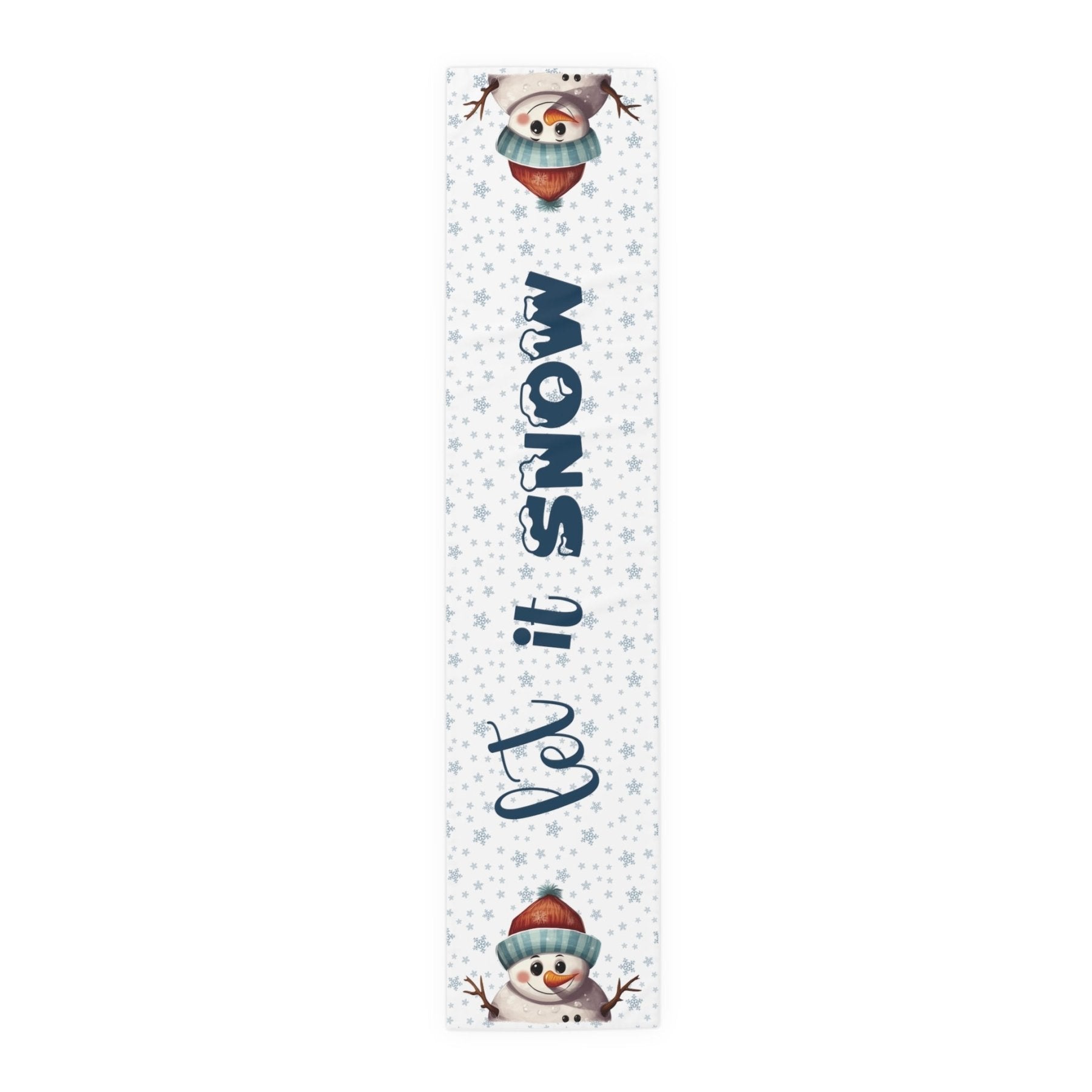 Winter Theme Table Runner, Winter Table Runner, Snow, Snowflakes, Winter Runner, Winter Decor, Let it Snow, Snowman 4, White - Janlyn's Crafts