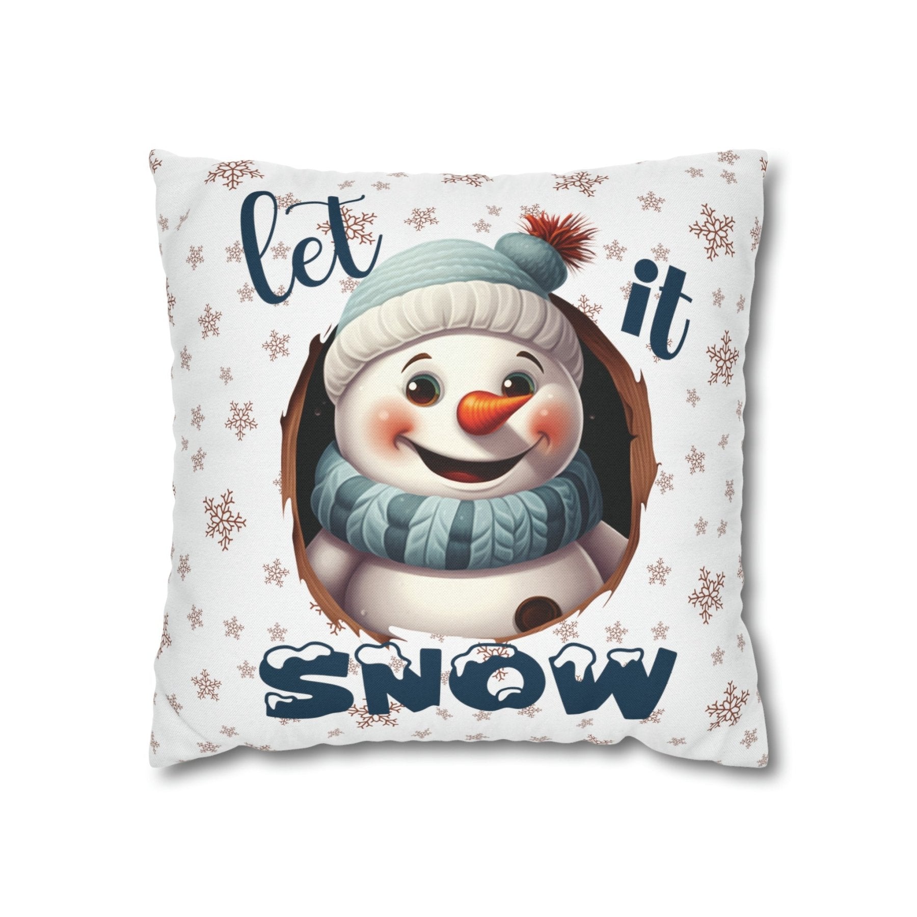 Winter Throw Pillow Cover, Throw Pillow Case, Winter Theme, Snowman, Let it Snow, Square Pillow Case, Snowman 1 - Janlyn's Crafts