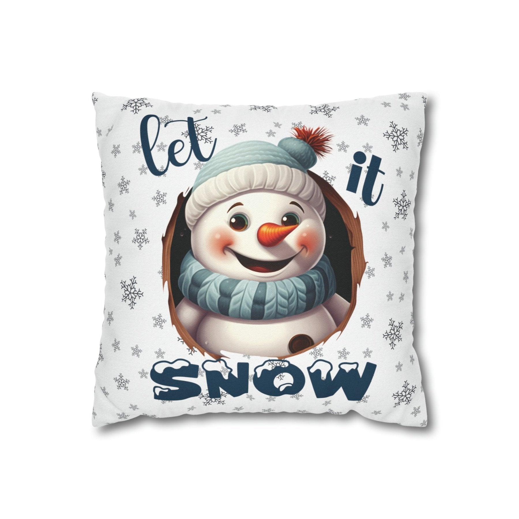 Winter Throw Pillow Cover, Throw Pillow Case, Winter Theme, Snowman, Let it Snow, Square Pillow Case, Snowman 1 - Janlyn's Crafts