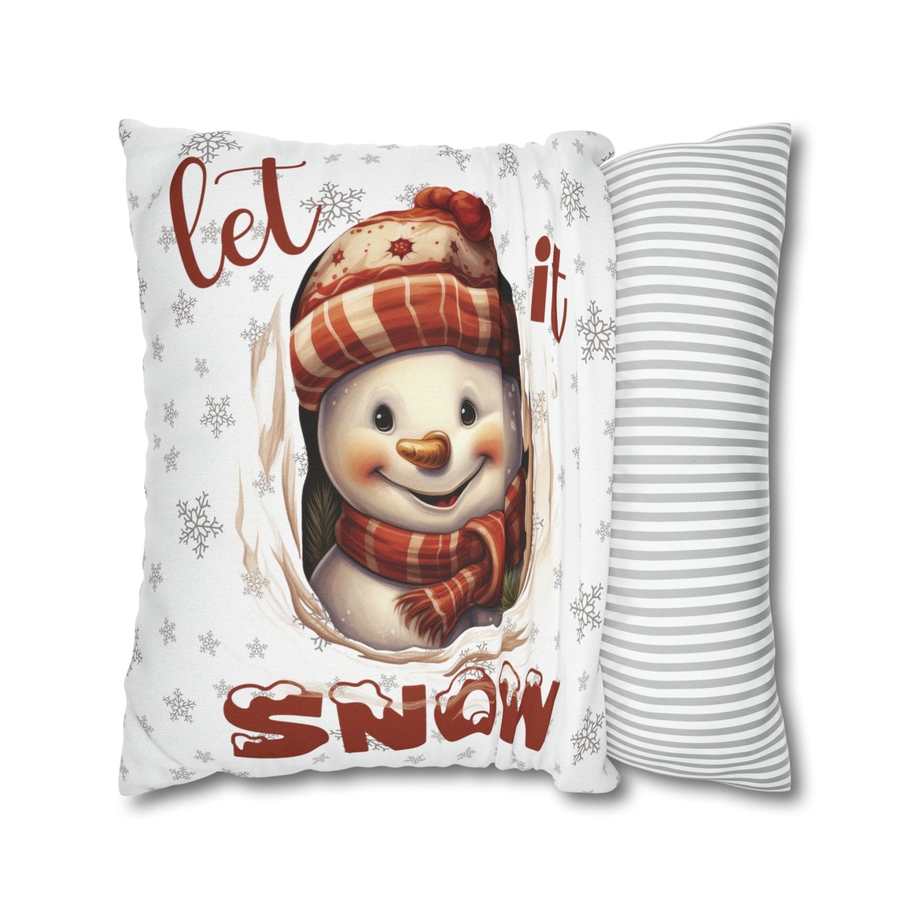 Winter Throw Pillow Cover, Throw Pillow Case, Winter Theme, Snowman, Let it Snow, Square Pillow Case, Snowman 3 - Janlyn's Crafts