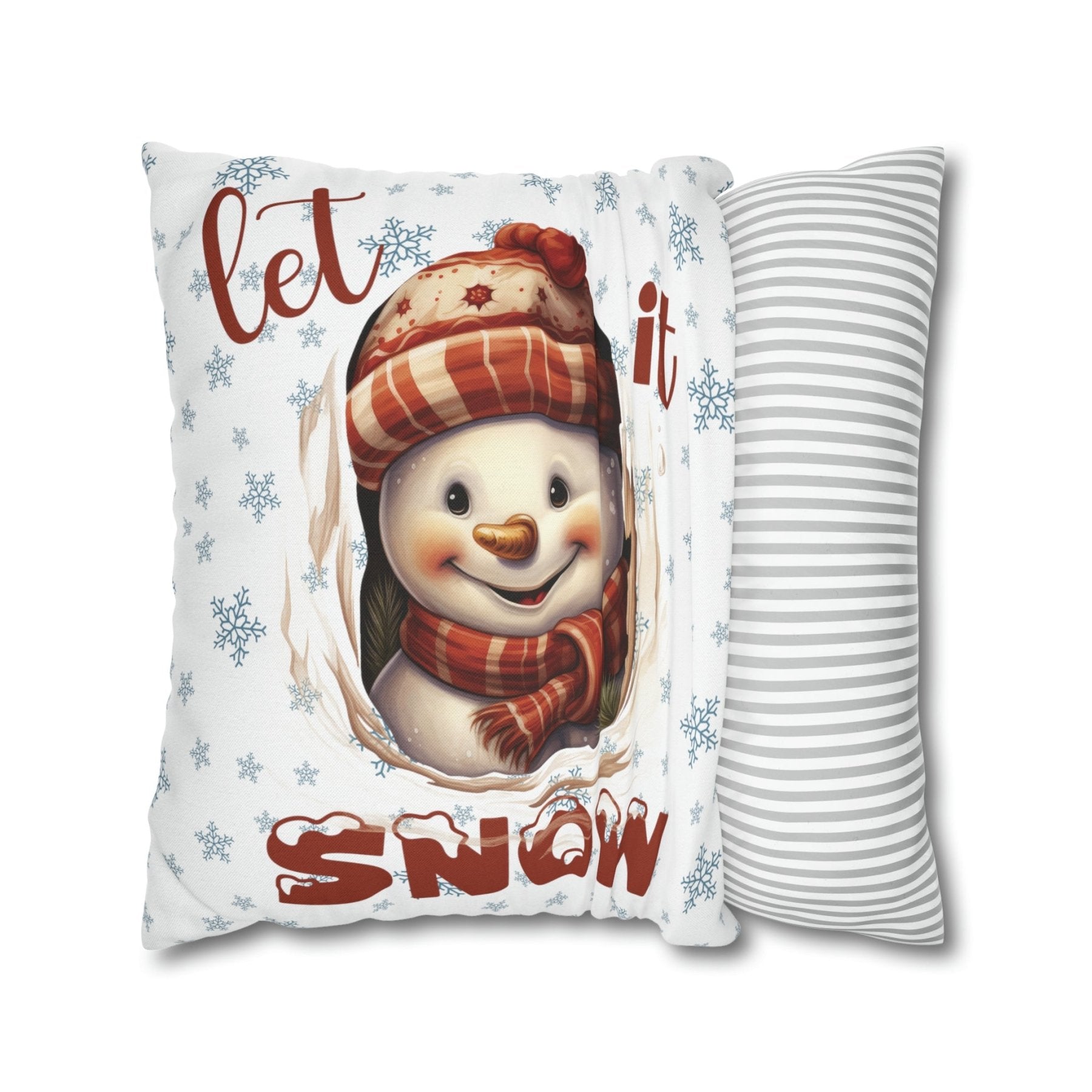 Winter Throw Pillow Cover, Throw Pillow Case, Winter Theme, Snowman, Let it Snow, Square Pillow Case, Snowman 3 - Janlyn's Crafts