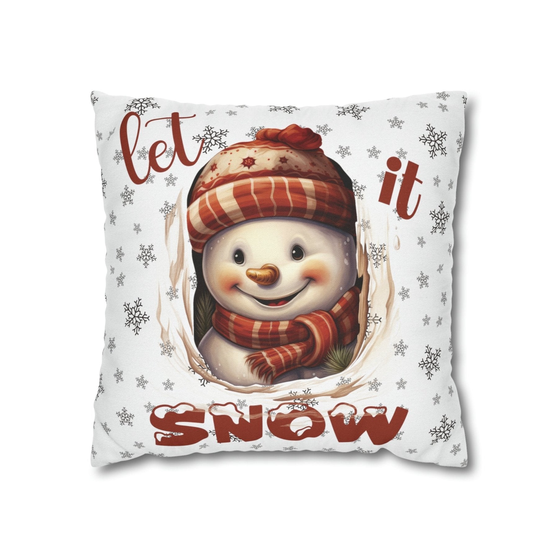 Winter Throw Pillow Cover, Throw Pillow Case, Winter Theme, Snowman, Let it Snow, Square Pillow Case, Snowman 3 - Janlyn's Crafts