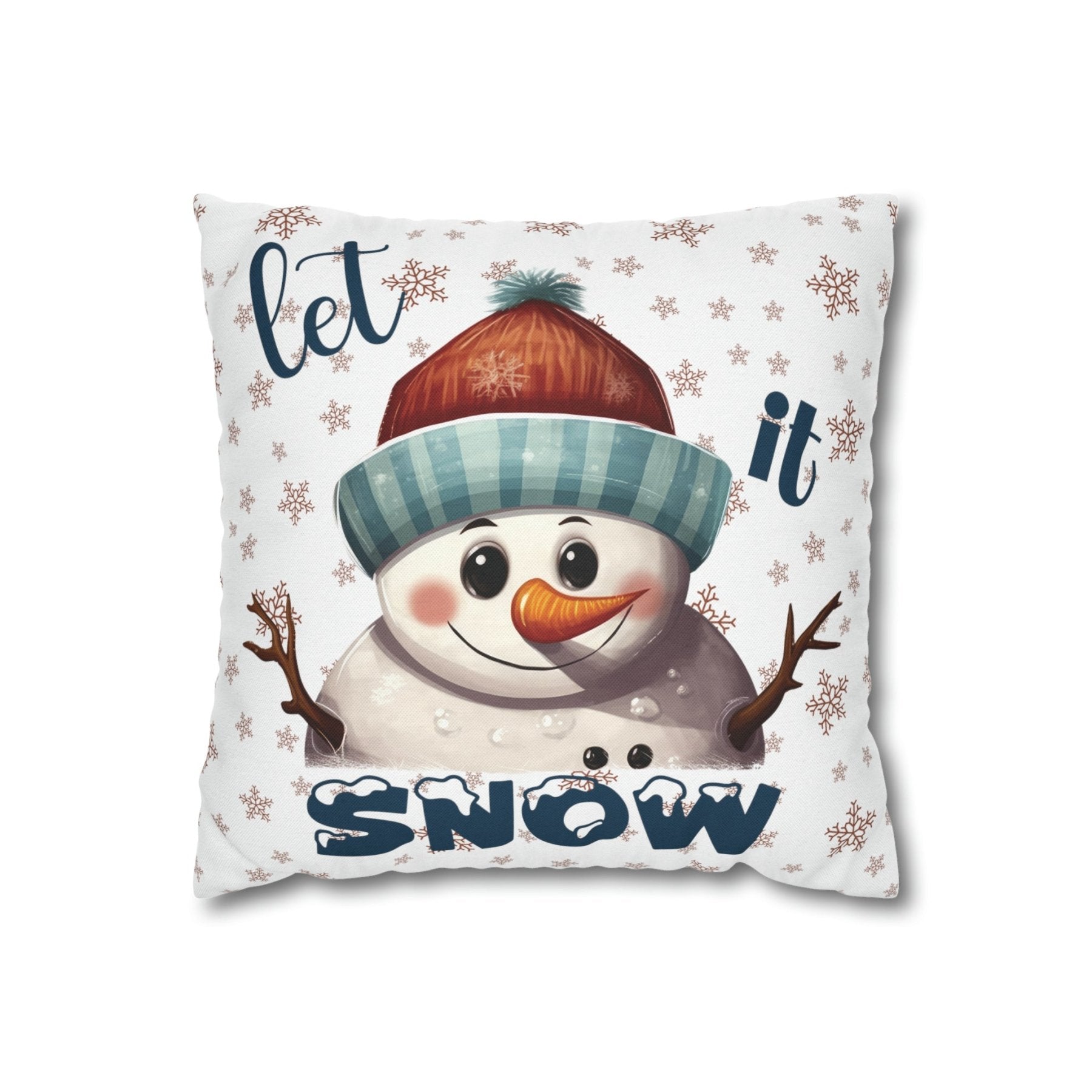 Winter Throw Pillow Cover, Throw Pillow Case, Winter Theme, Snowman, Let it Snow, Square Pillow Case, Snowman 4 - Janlyn's Crafts