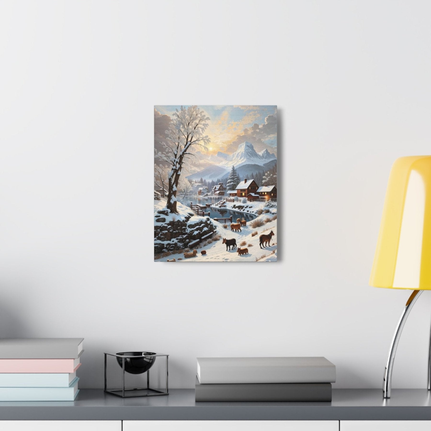 Winter Town Landscape Canvas Print, Winter Wall Art, Winter Canvas, Winter Landscape Scene, Wall Art, Canvas Art, Winter Home Decor, Winter Mountain Town (1) - Janlyn's Crafts