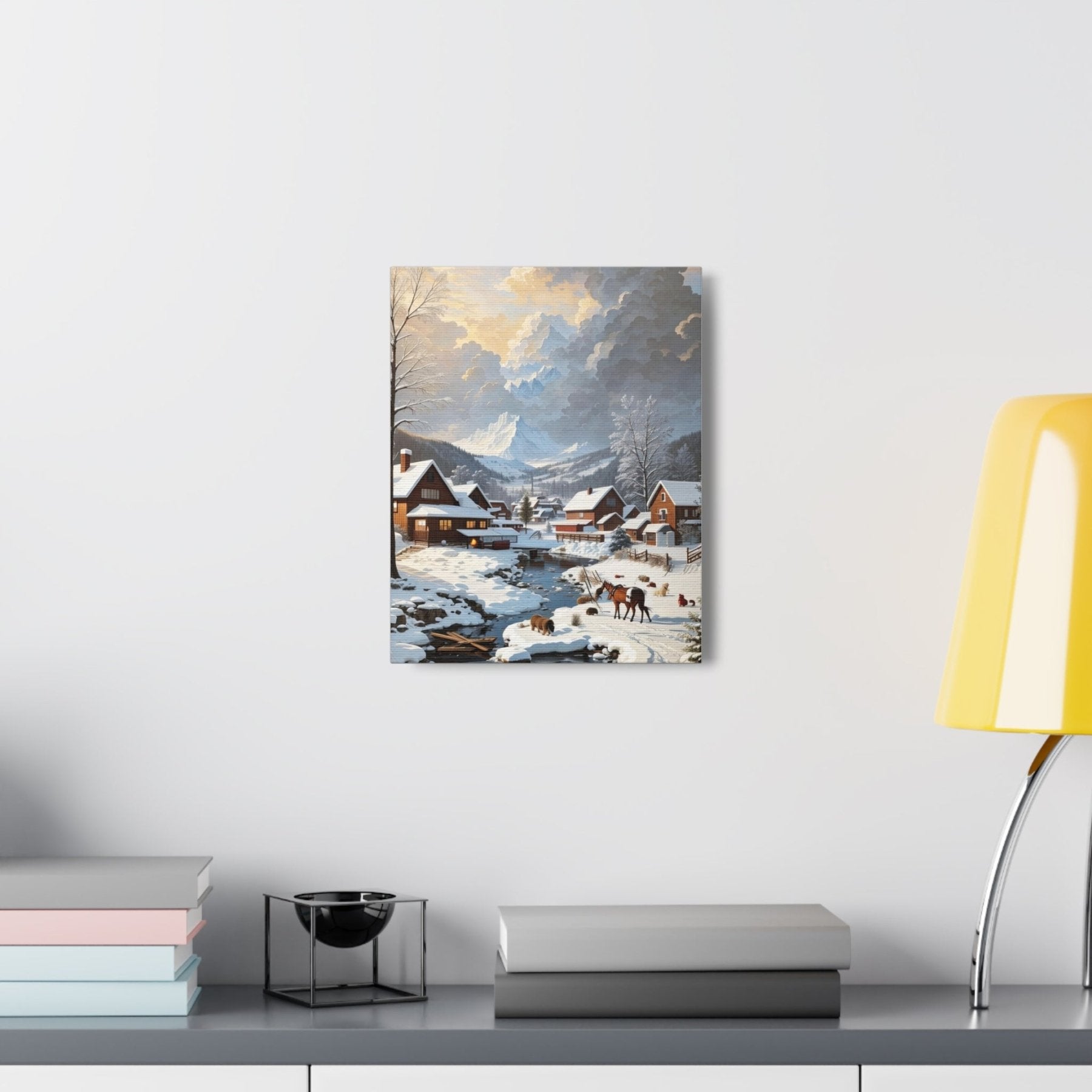 Winter Town Landscape Canvas Print, Winter Wall Art, Winter Canvas, Winter Landscape Scene, Wall Art, Canvas Art, Winter Home Decor, Winter Mountain Town (2) - Janlyn's Crafts