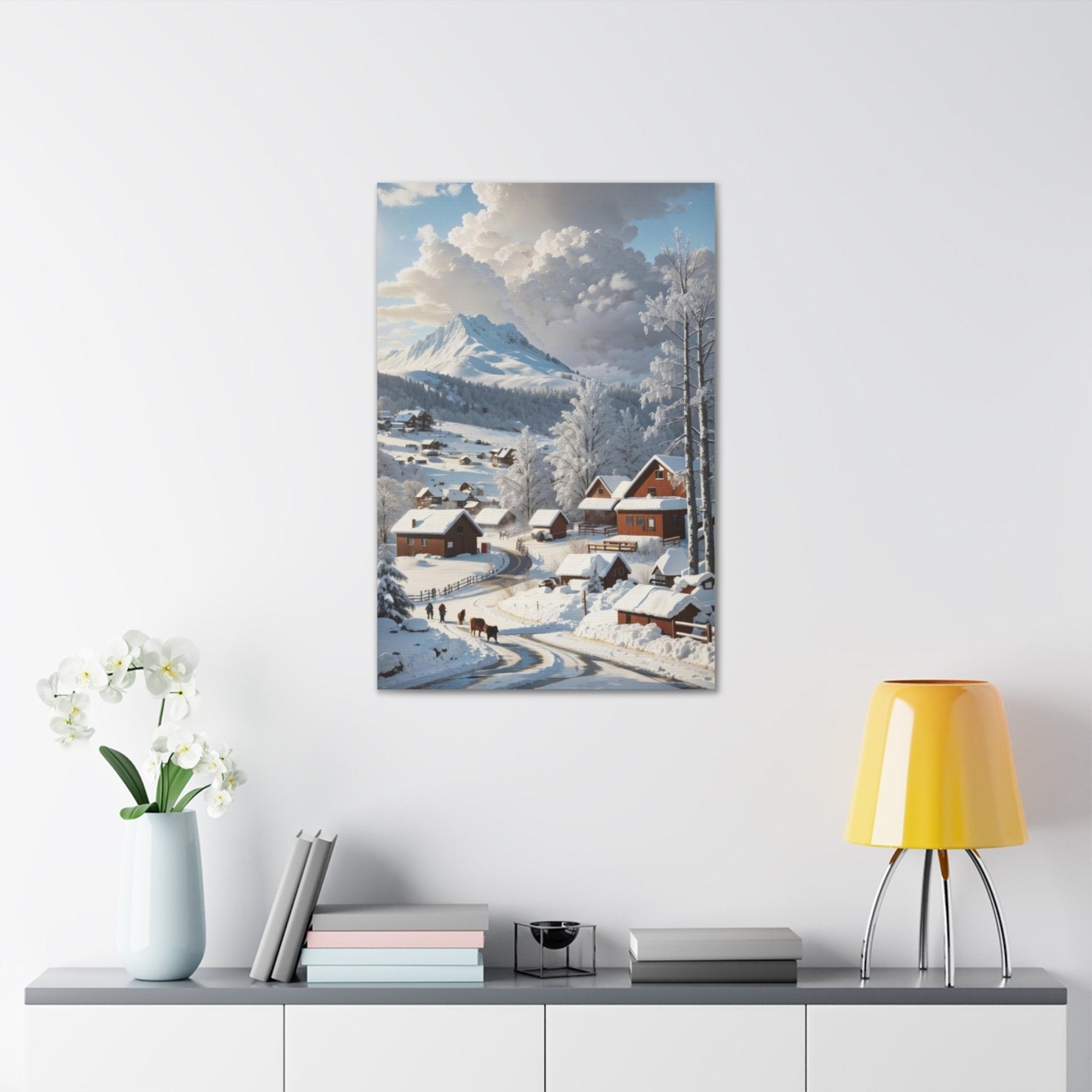 Winter Town Landscape Canvas Print, Winter Wall Art, Winter Canvas, Winter Landscape Scene, Wall Art, Canvas Art, Winter Home Decor, Winter Mountain Town (3) - Janlyn's Crafts