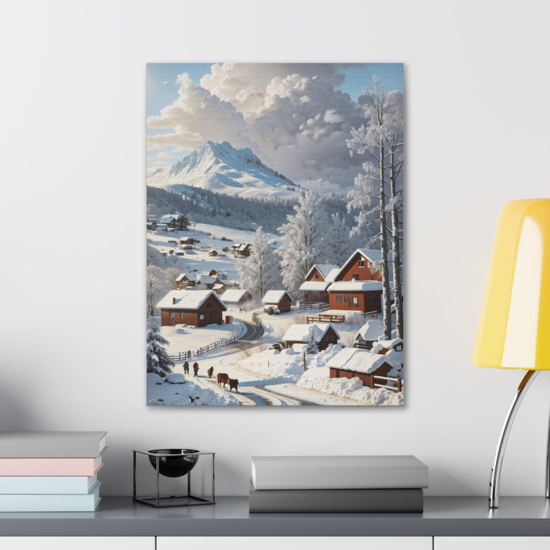 Winter Town Landscape Canvas Print, Winter Wall Art, Winter Canvas, Winter Landscape Scene, Wall Art, Canvas Art, Winter Home Decor, Winter Mountain Town (3) - Janlyn's Crafts