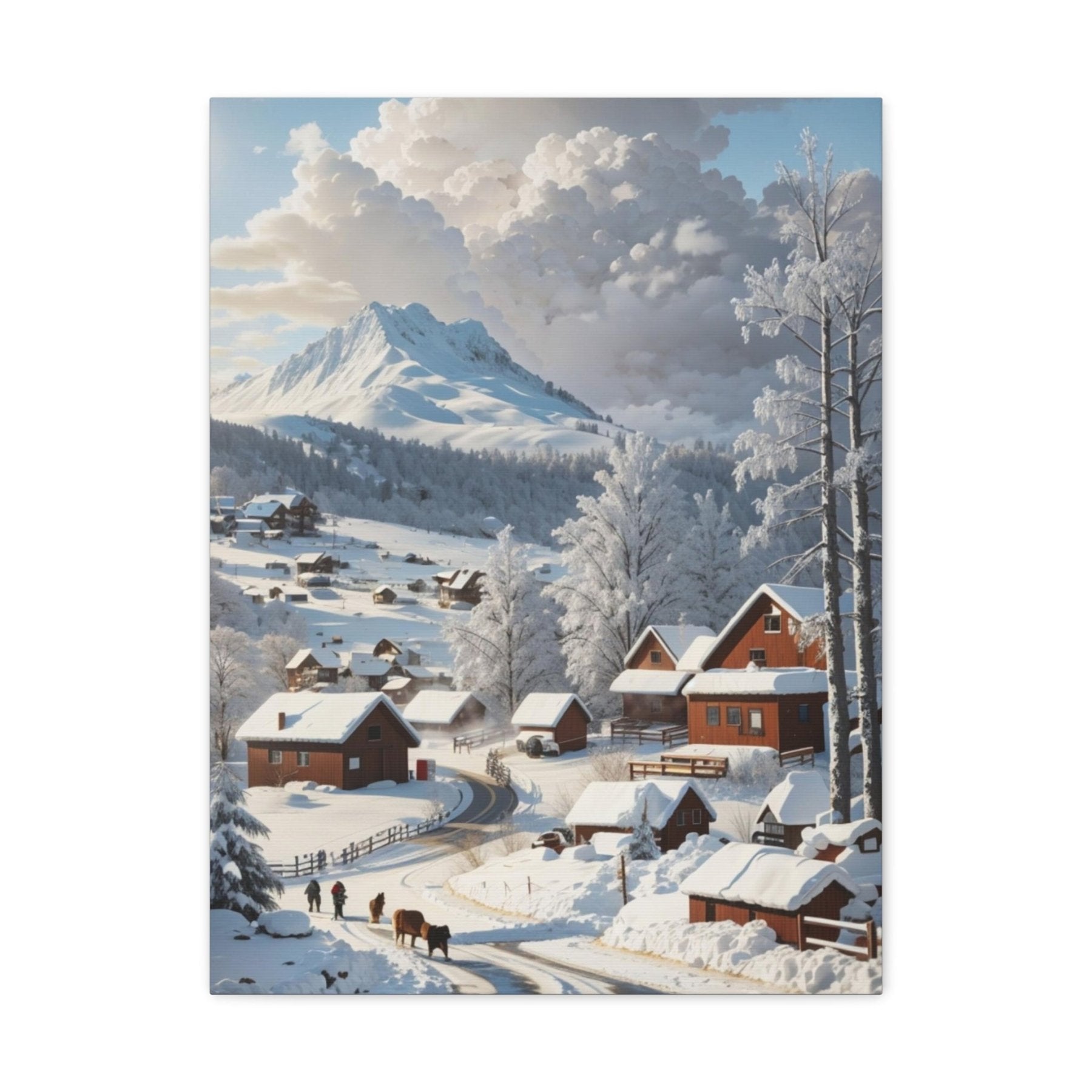 Winter Town Landscape Canvas Print, Winter Wall Art, Winter Canvas, Winter Landscape Scene, Wall Art, Canvas Art, Winter Home Decor, Winter Mountain Town (3) - Janlyn's Crafts