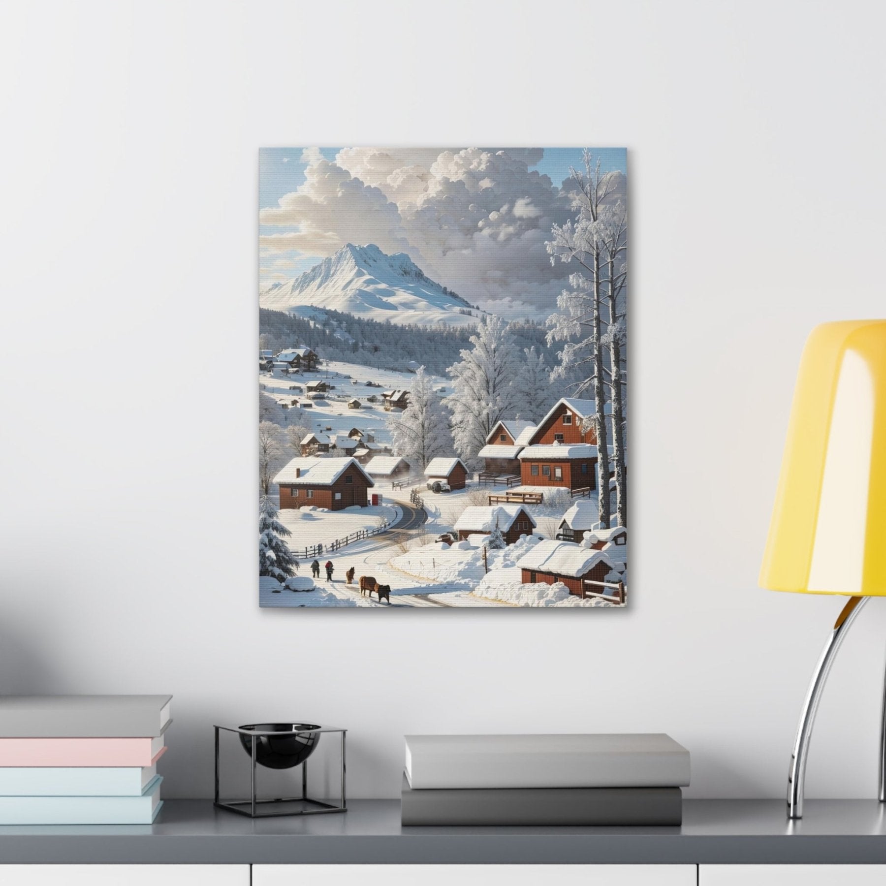 Winter Town Landscape Canvas Print, Winter Wall Art, Winter Canvas, Winter Landscape Scene, Wall Art, Canvas Art, Winter Home Decor, Winter Mountain Town (3) - Janlyn's Crafts