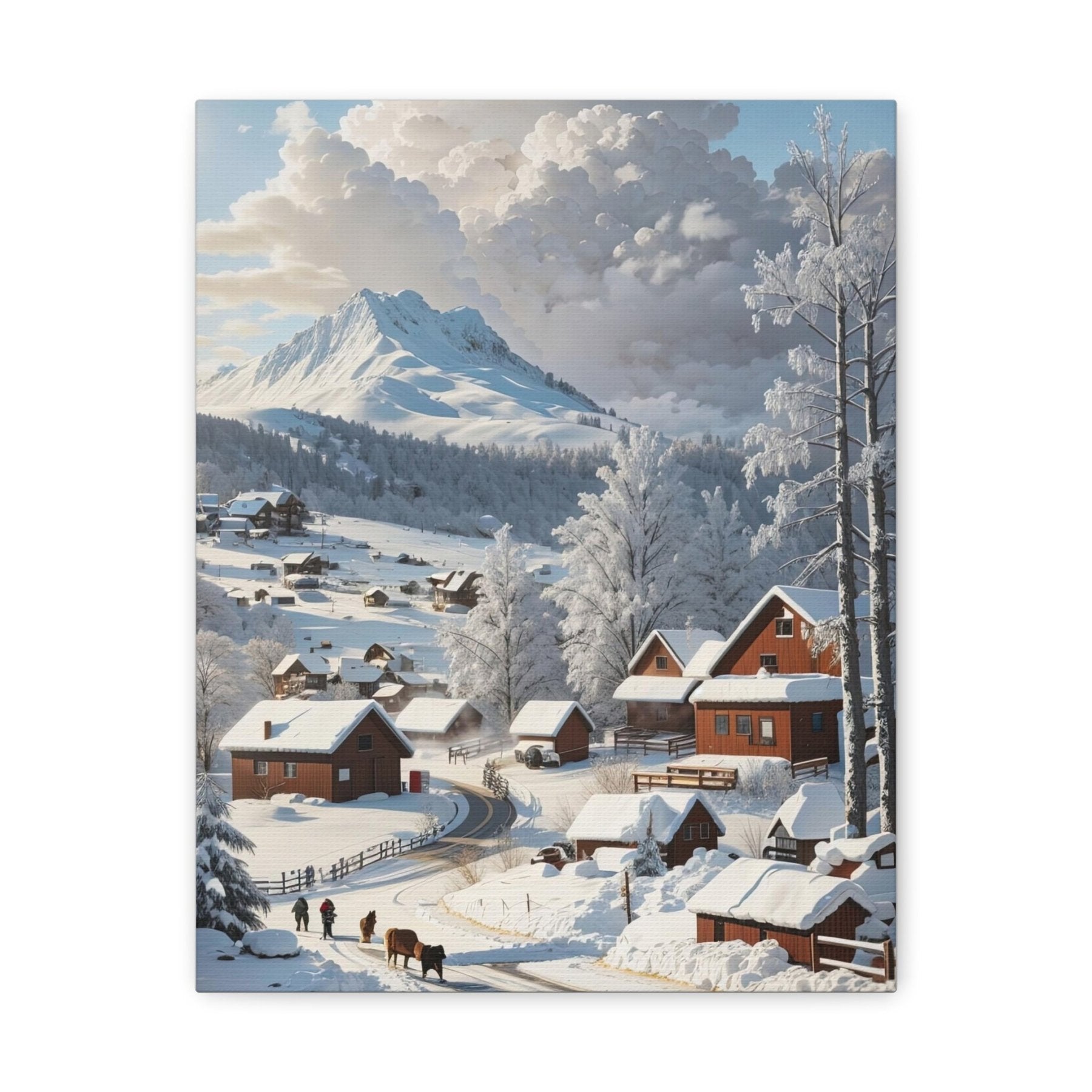 Winter Town Landscape Canvas Print, Winter Wall Art, Winter Canvas, Winter Landscape Scene, Wall Art, Canvas Art, Winter Home Decor, Winter Mountain Town (3) - Janlyn's Crafts