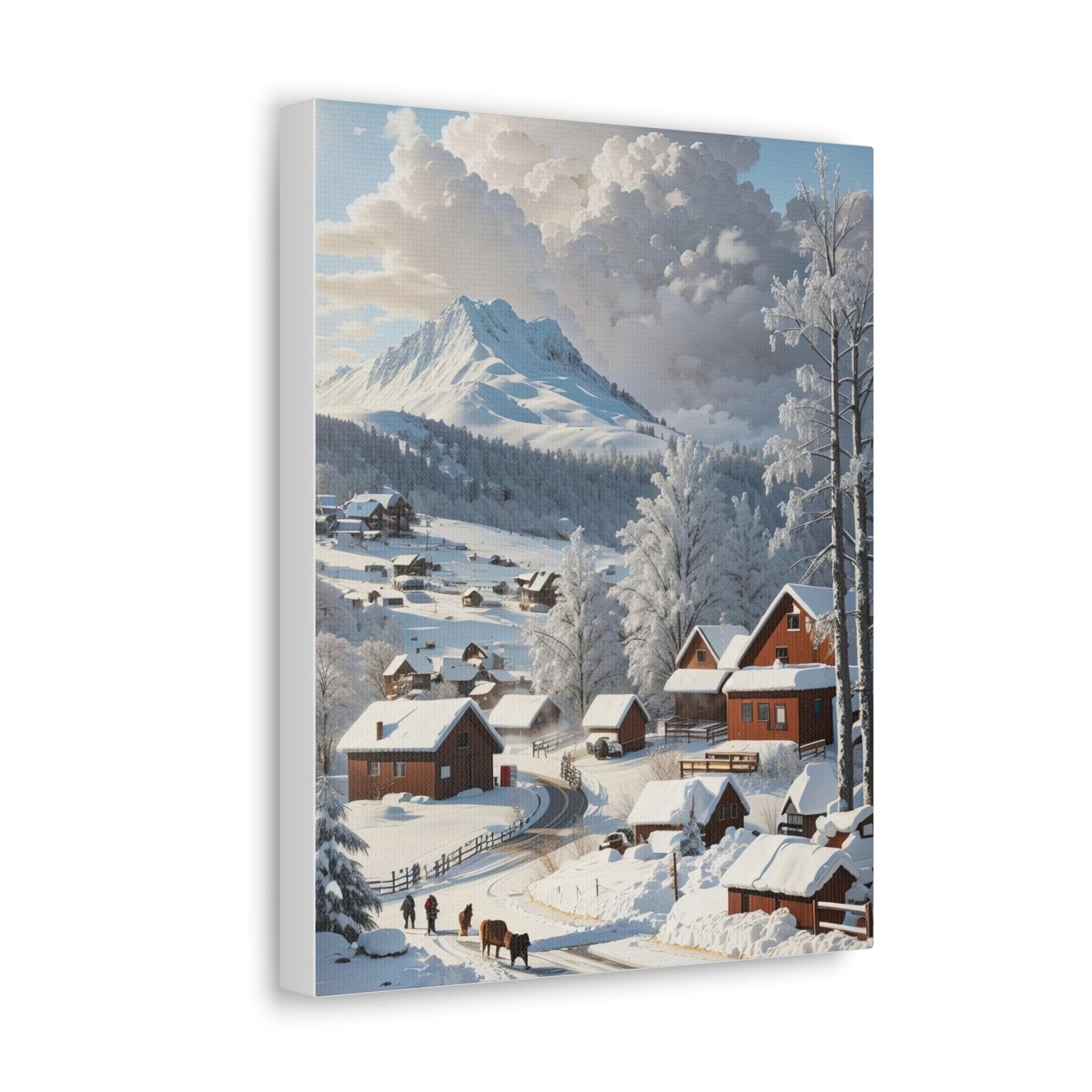 Winter Town Landscape Canvas Print, Winter Wall Art, Winter Canvas, Winter Landscape Scene, Wall Art, Canvas Art, Winter Home Decor, Winter Mountain Town (3) - Janlyn's Crafts