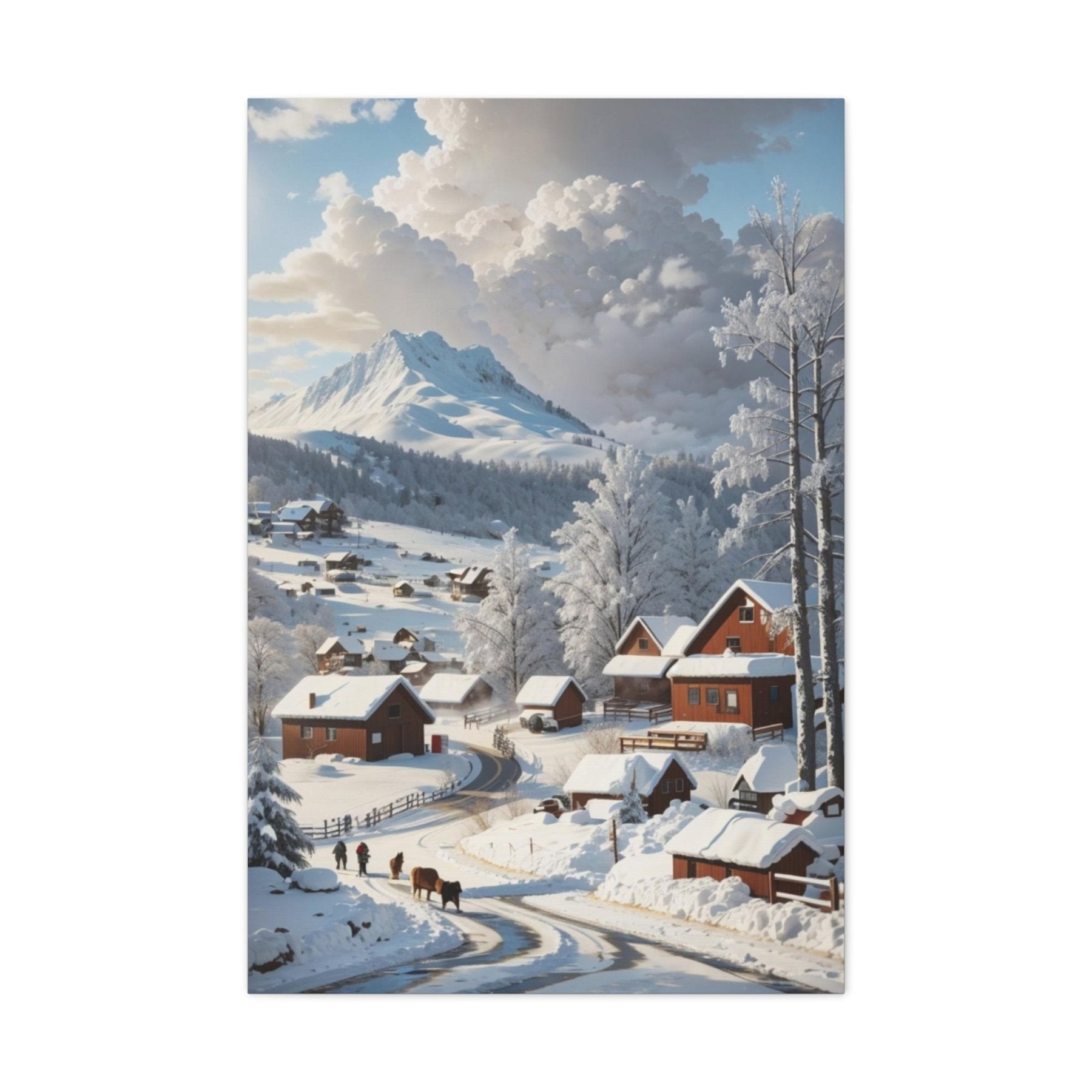 Winter Town Landscape Canvas Print, Winter Wall Art, Winter Canvas, Winter Landscape Scene, Wall Art, Canvas Art, Winter Home Decor, Winter Mountain Town (3) - Janlyn's Crafts