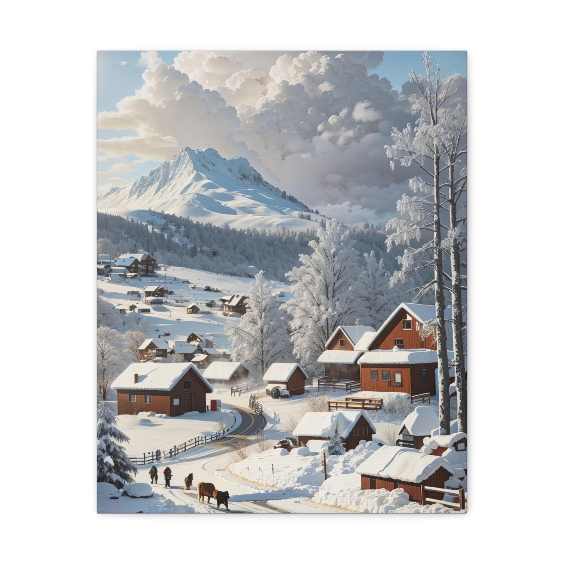 Winter Town Landscape Canvas Print, Winter Wall Art, Winter Canvas, Winter Landscape Scene, Wall Art, Canvas Art, Winter Home Decor, Winter Mountain Town (3) - Janlyn's Crafts