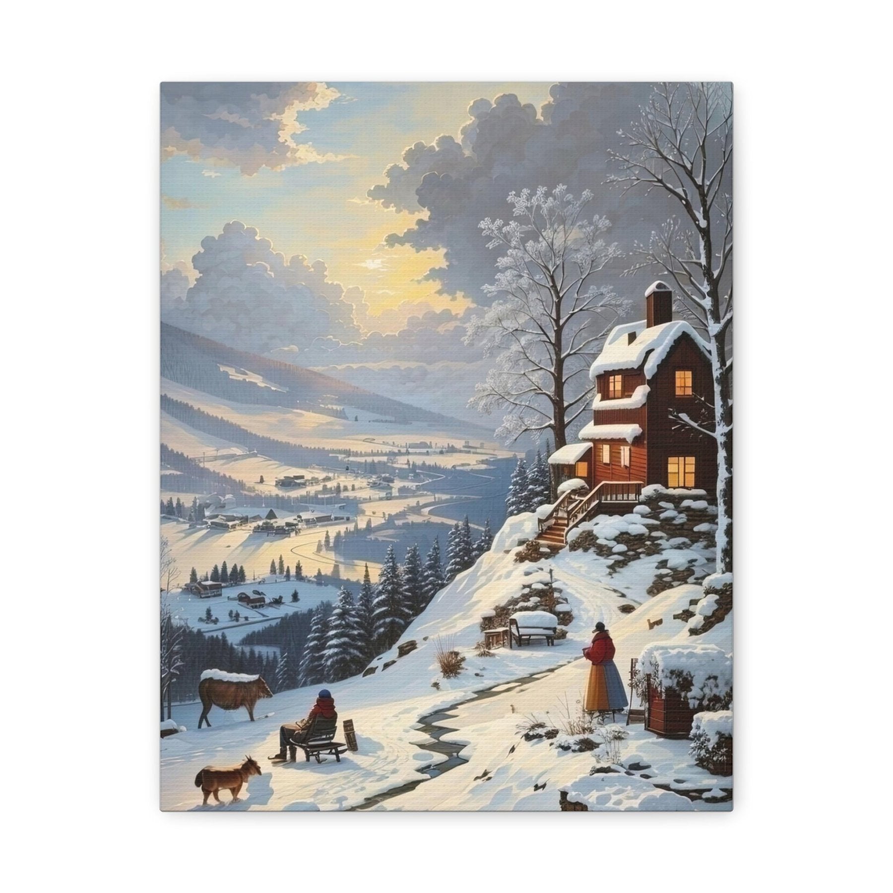 Winter Town Landscape Canvas Print, Winter Wall Art, Winter Canvas, Winter Landscape Scene, Wall Art, Canvas Art, Winter Home Decor, Winter Mountain Town (4) - Janlyn's Crafts