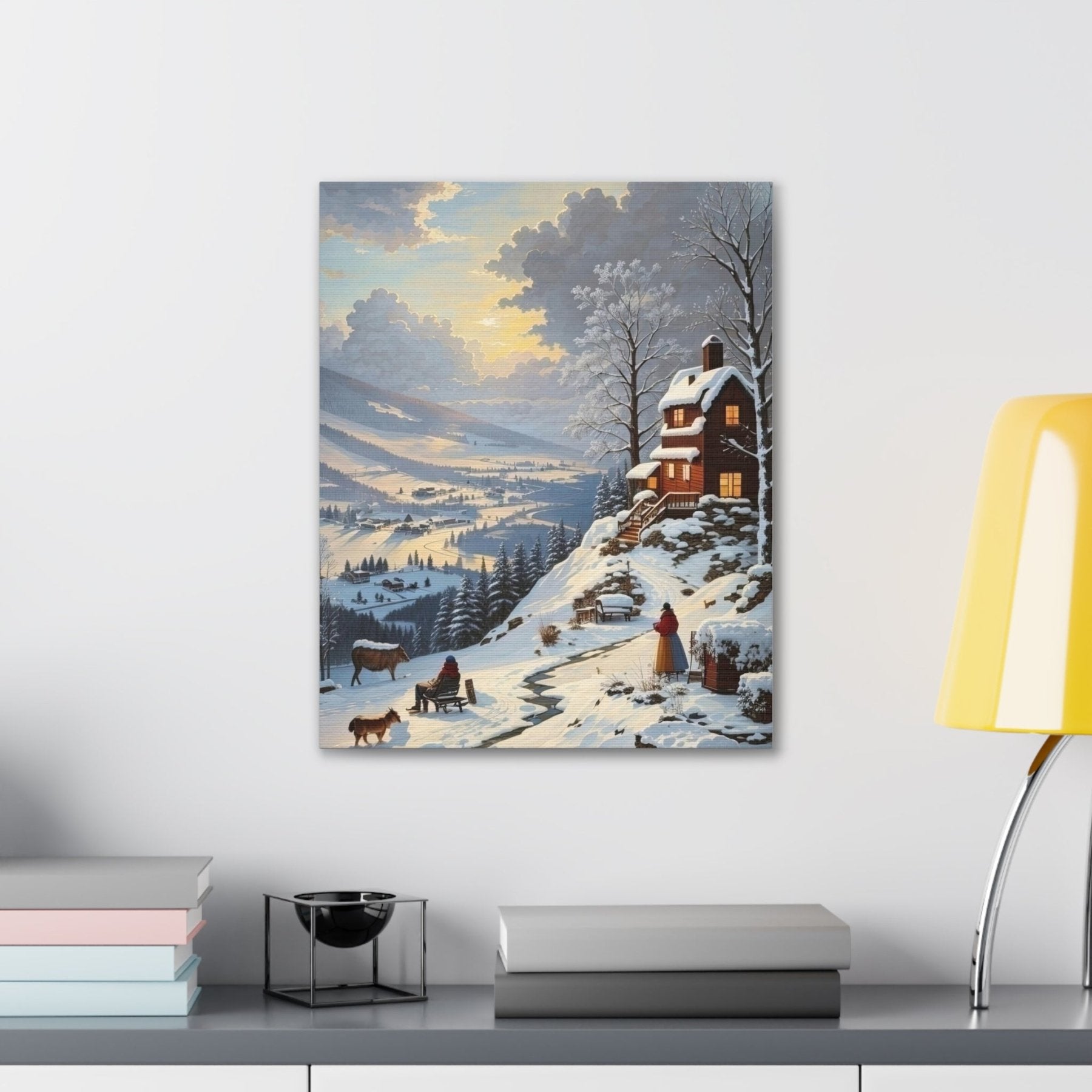 Winter Town Landscape Canvas Print, Winter Wall Art, Winter Canvas, Winter Landscape Scene, Wall Art, Canvas Art, Winter Home Decor, Winter Mountain Town (4) - Janlyn's Crafts