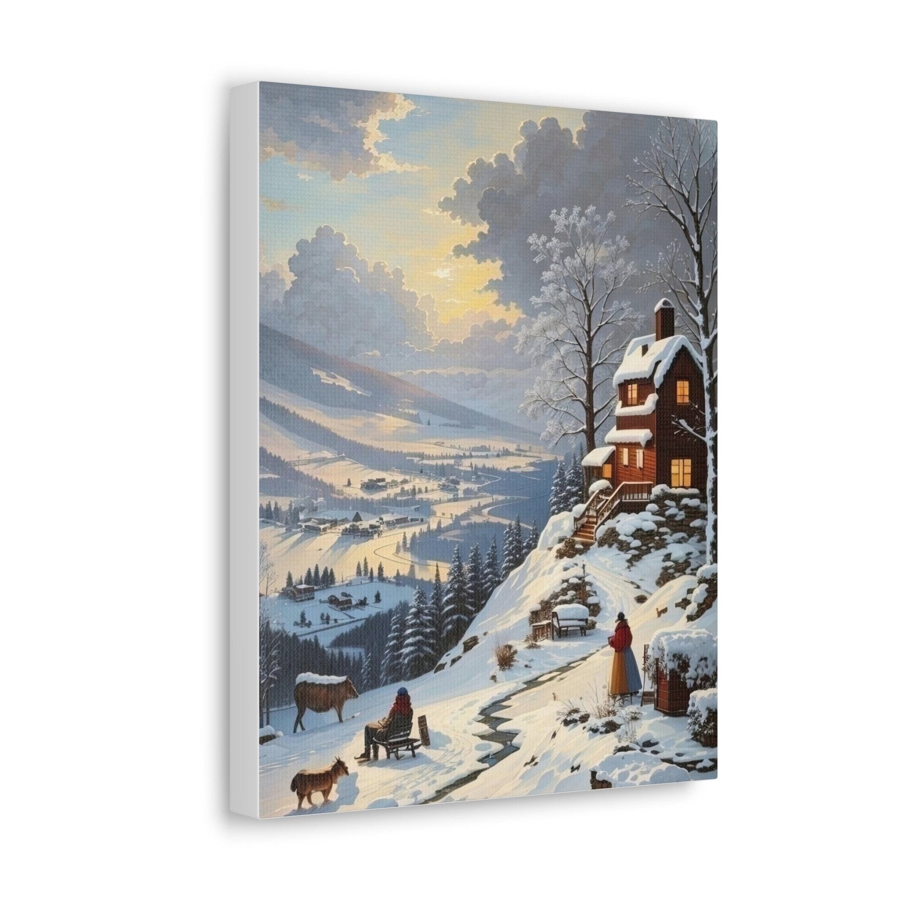 Winter Town Landscape Canvas Print, Winter Wall Art, Winter Canvas, Winter Landscape Scene, Wall Art, Canvas Art, Winter Home Decor, Winter Mountain Town (4) - Janlyn's Crafts