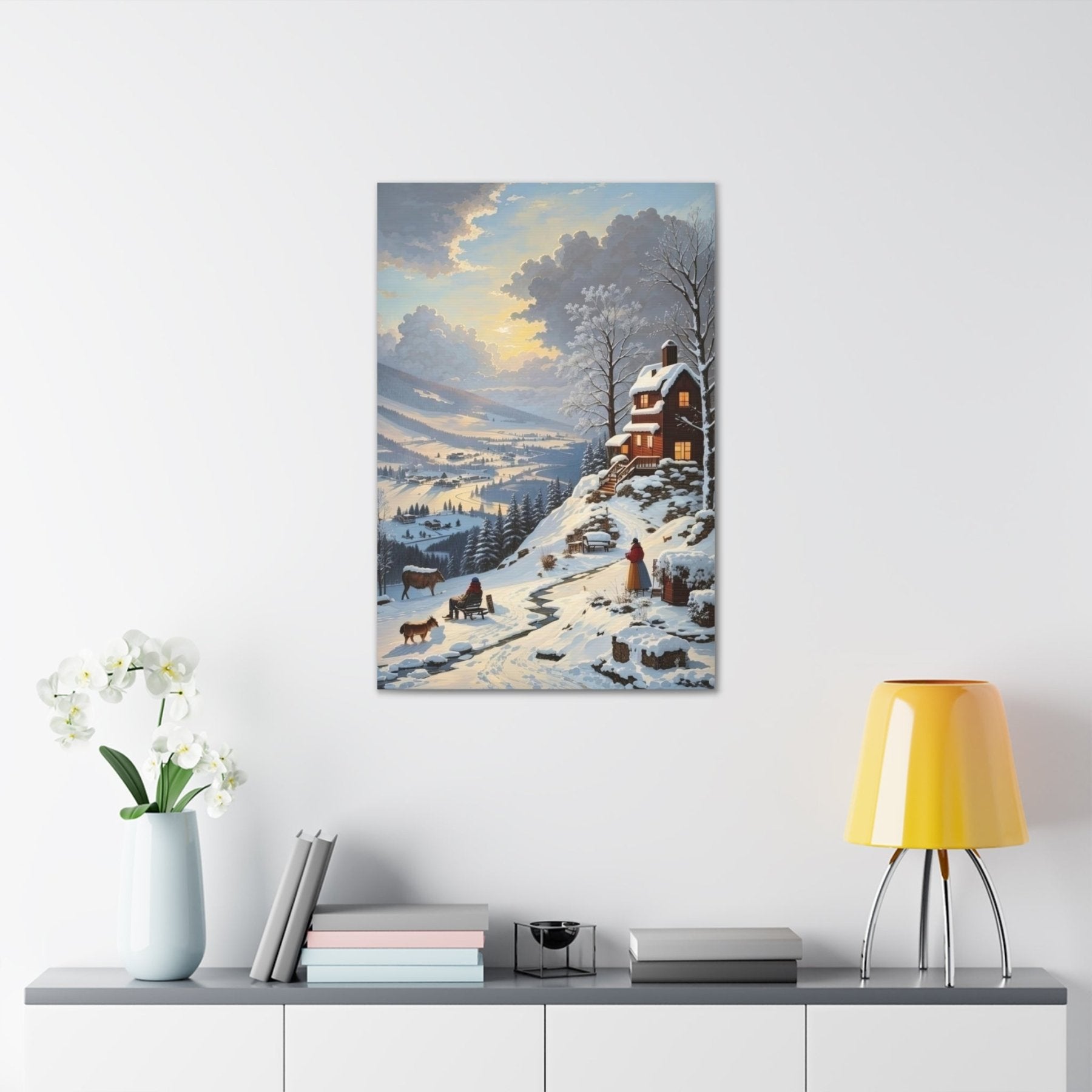 Winter Town Landscape Canvas Print, Winter Wall Art, Winter Canvas, Winter Landscape Scene, Wall Art, Canvas Art, Winter Home Decor, Winter Mountain Town (4) - Janlyn's Crafts