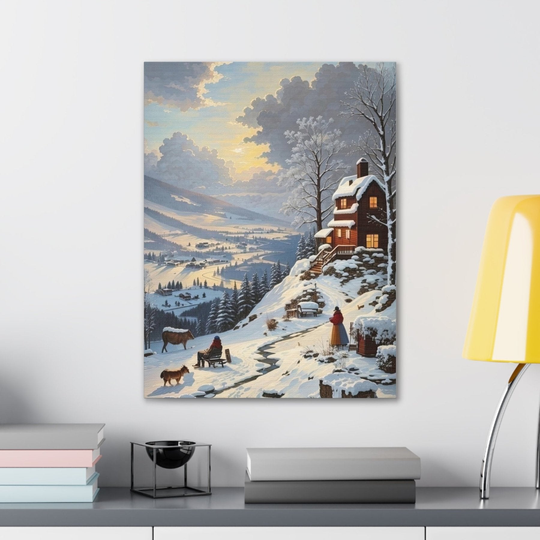 Winter Town Landscape Canvas Print, Winter Wall Art, Winter Canvas, Winter Landscape Scene, Wall Art, Canvas Art, Winter Home Decor, Winter Mountain Town (4) - Janlyn's Crafts